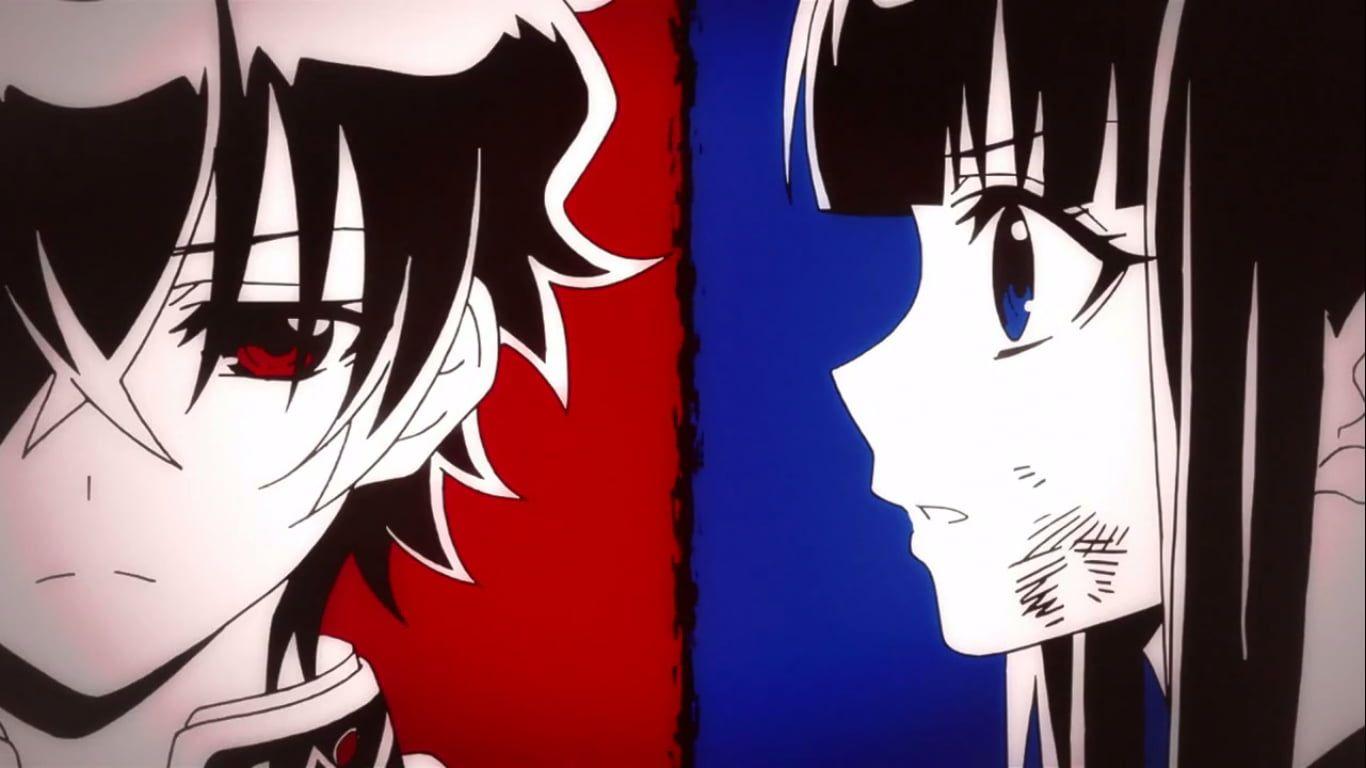 1366x768 Male and female anime character illustration HD wallpaper