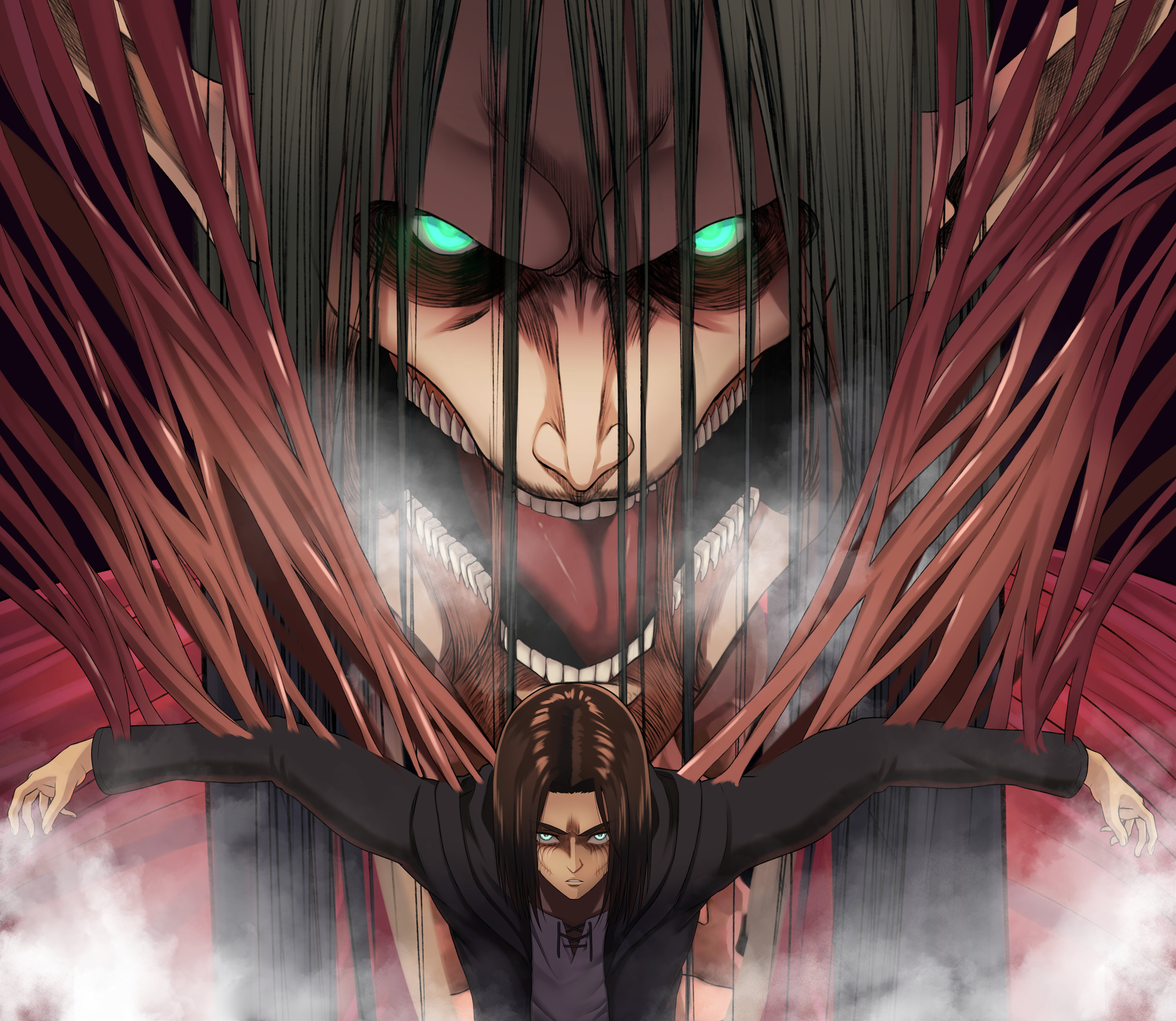 8171x7097 Eren Yeager's Stand: 4K Ultra HD Attack on Titan Anime Wallpaper