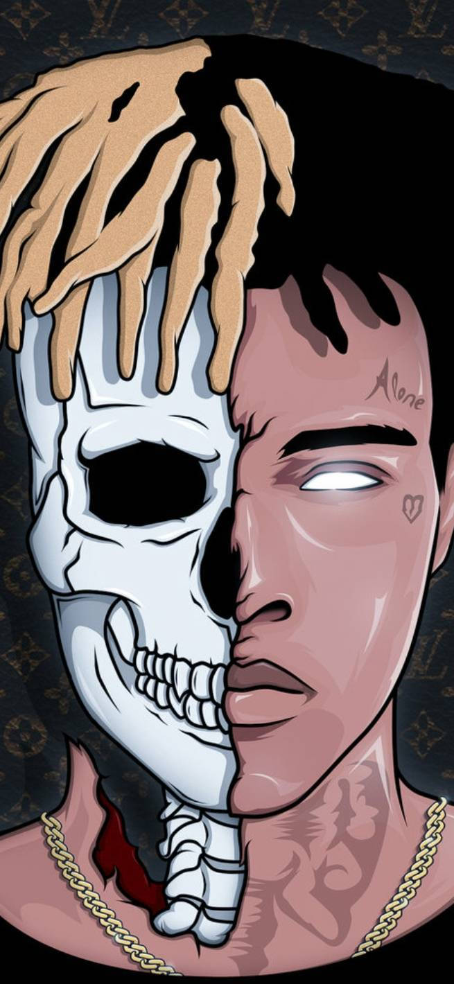655x1420 Download XXXTENTACION Cartoon Art Wallpaper