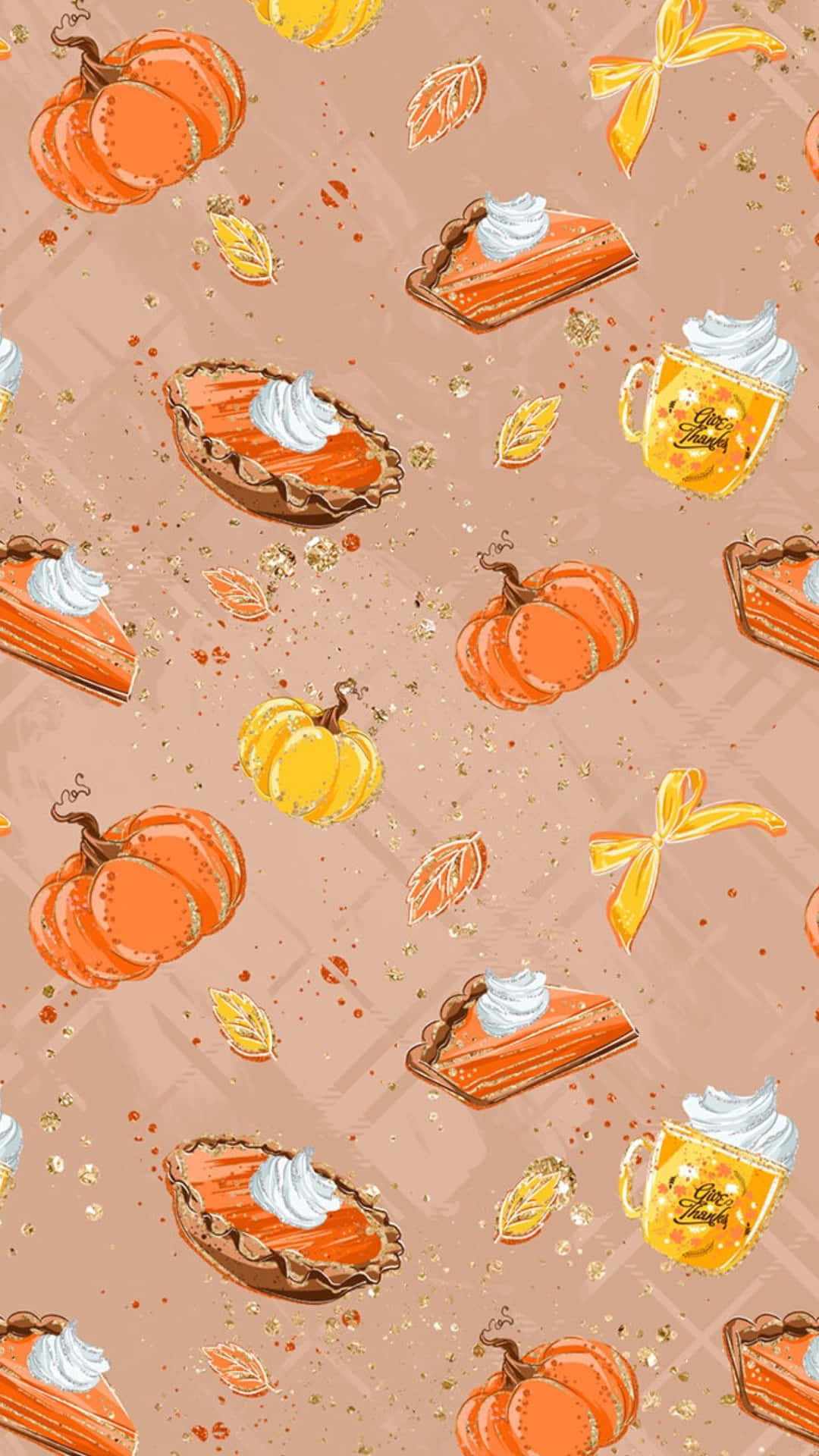 1080x1920 Download Pumpkins With Gold Glitter Fall Phone Background