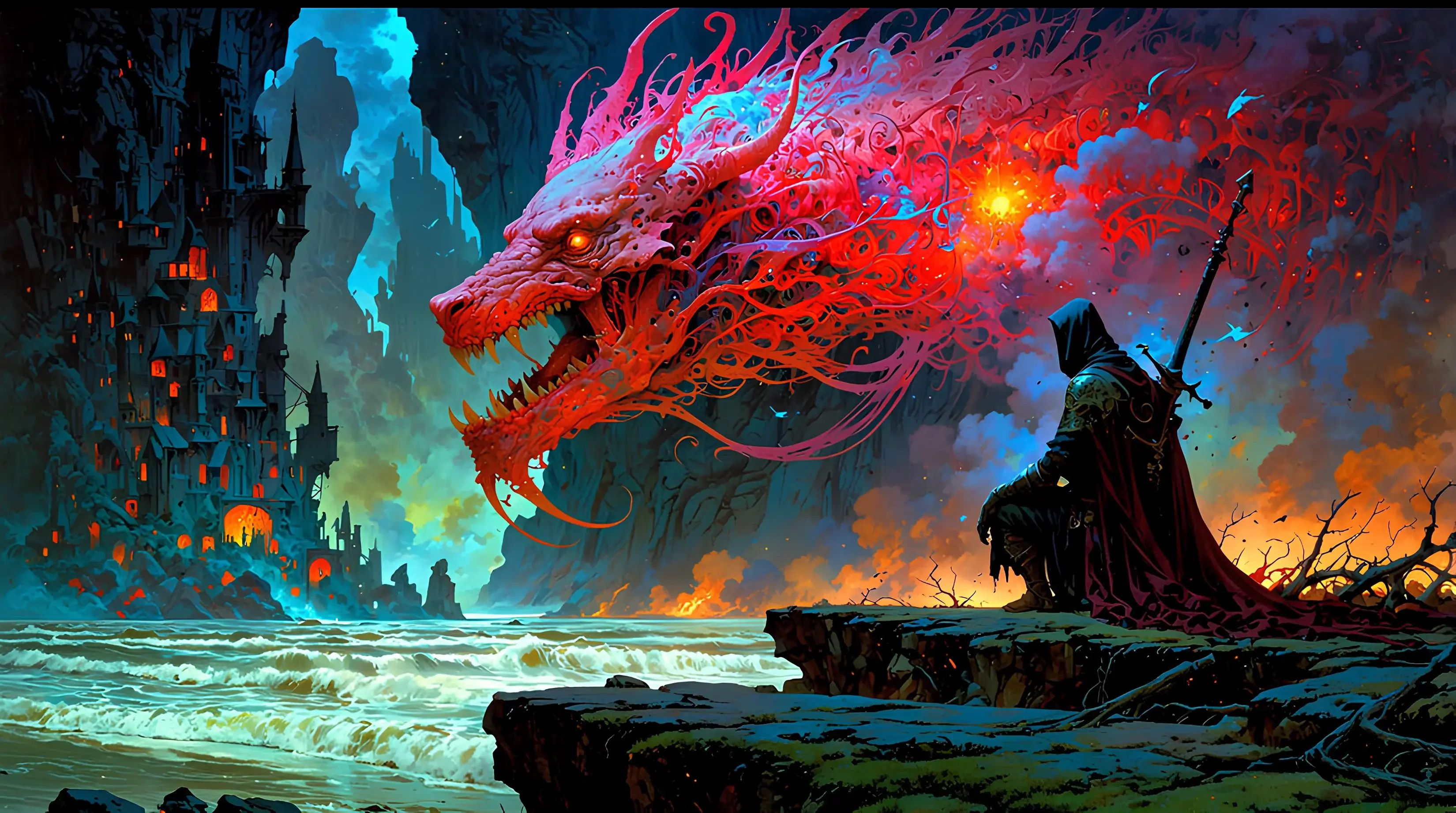 3300x1843 Demons Dragons Samurai Intense Colors Multi Color Best 4K Desktop Wallpaper Backdrops And 8K Background 12k High Resolution HD Of 2025 For Apple Mac Windows PC Linux Chromebooks