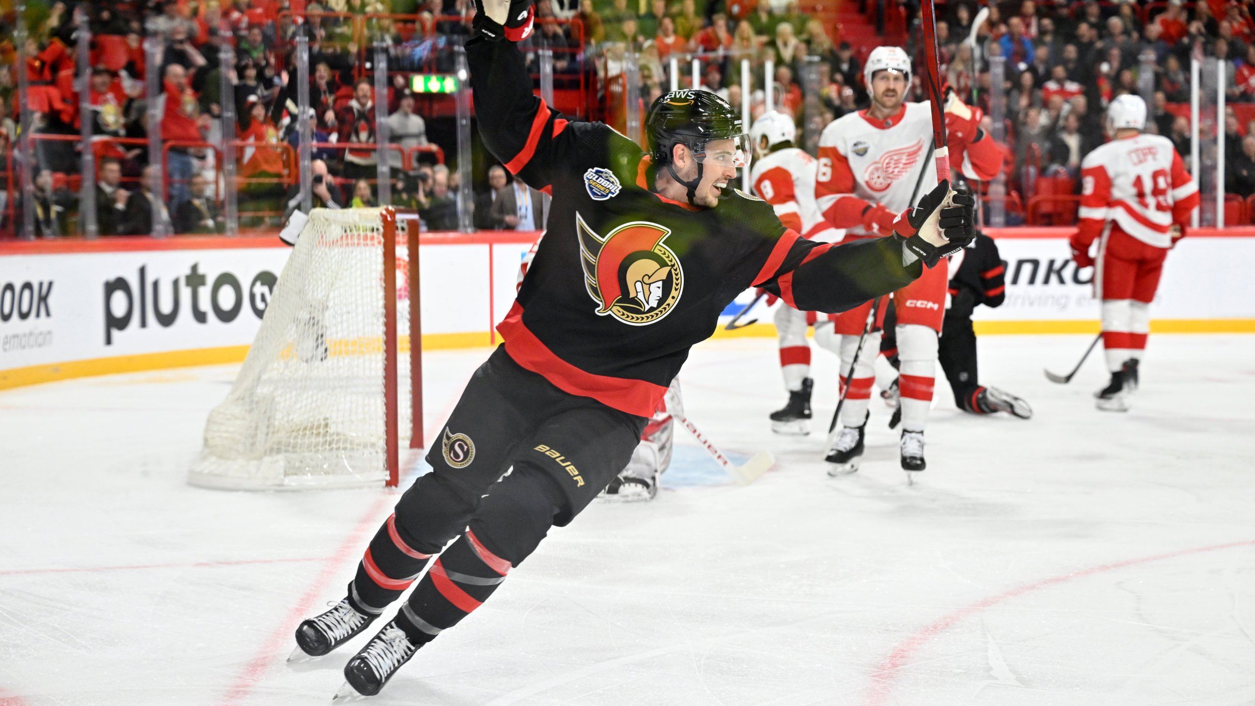 2560x1440 Tim Stützle Scored The OT Winner As The Ottawa Senators Edge The Detroit Red Wings 5 4 In Sweden