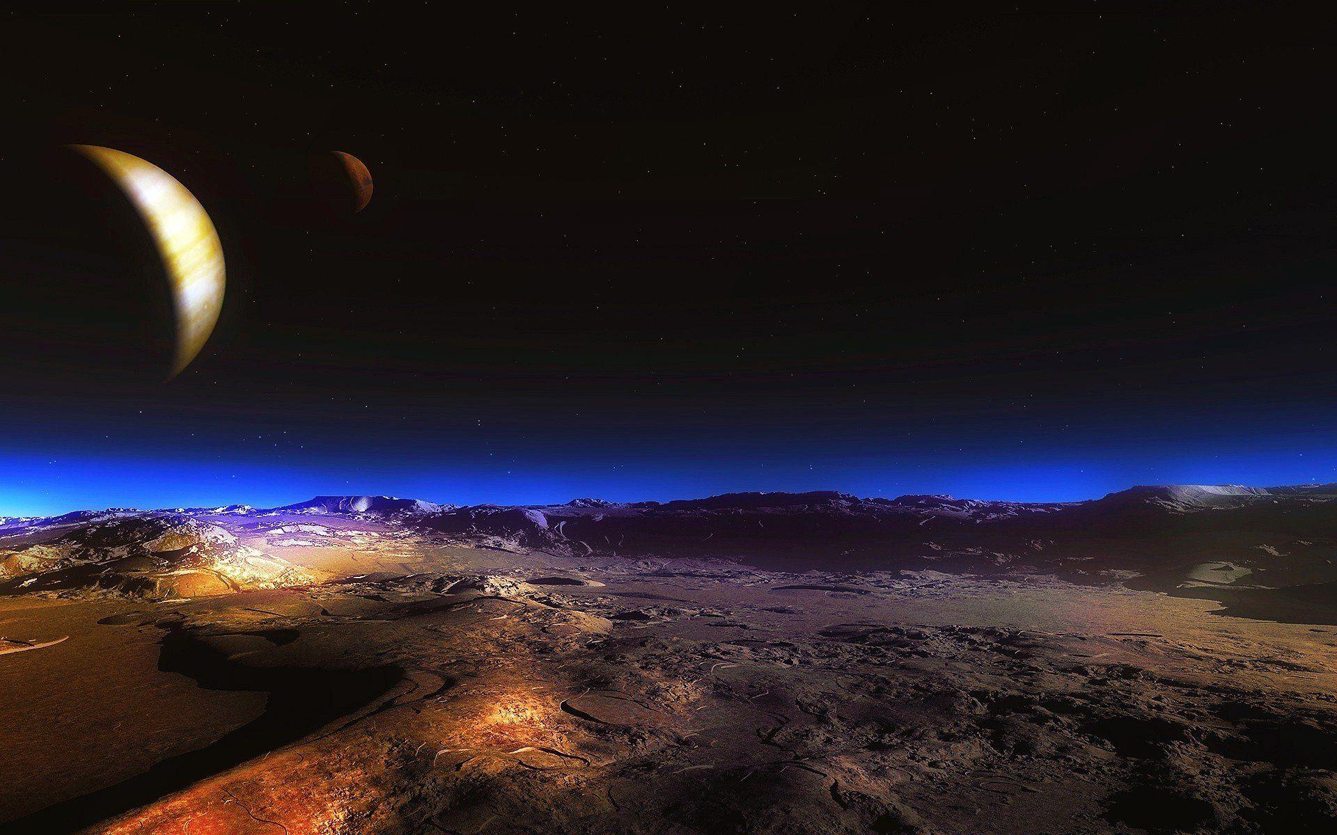 1920x1200 night sky moon planet desert HD wallpaper