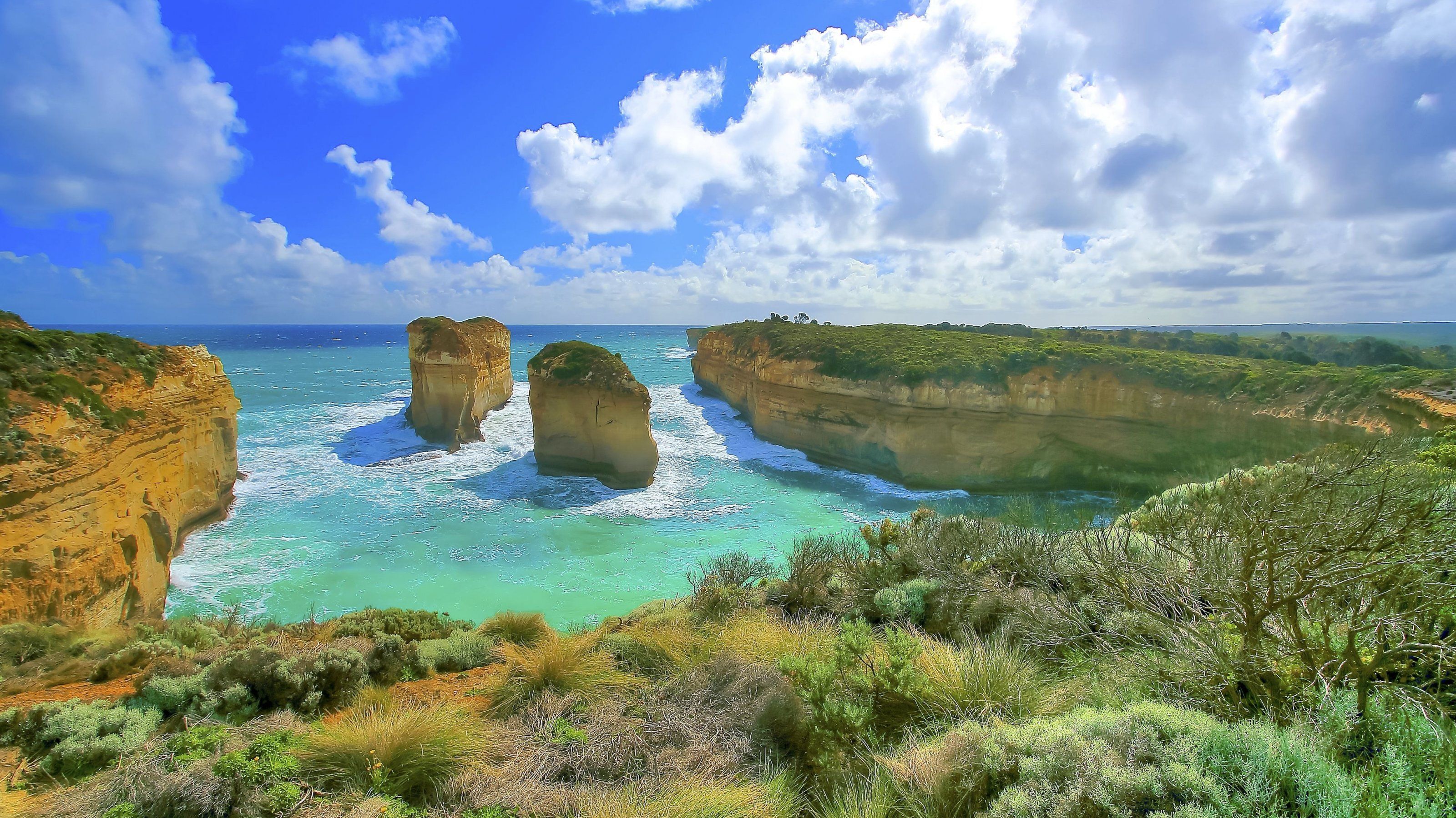 3200x1800 Stunning Australian Coastal Cliffs: HD Nature & Ocean Panorama