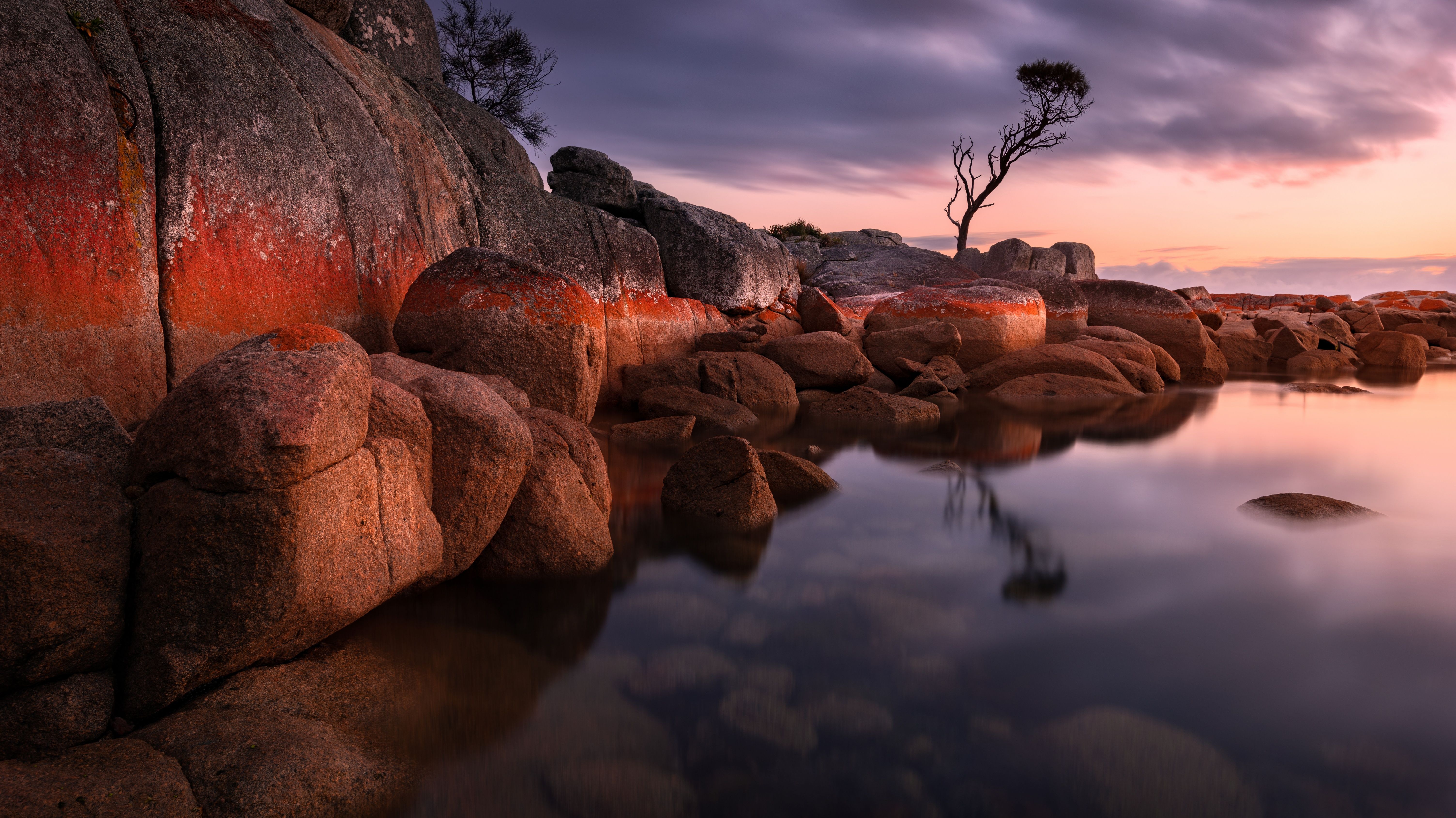 6016x3384 Binalong Bay Wallpaper 4K, Tasmania, Australia, Sunrise