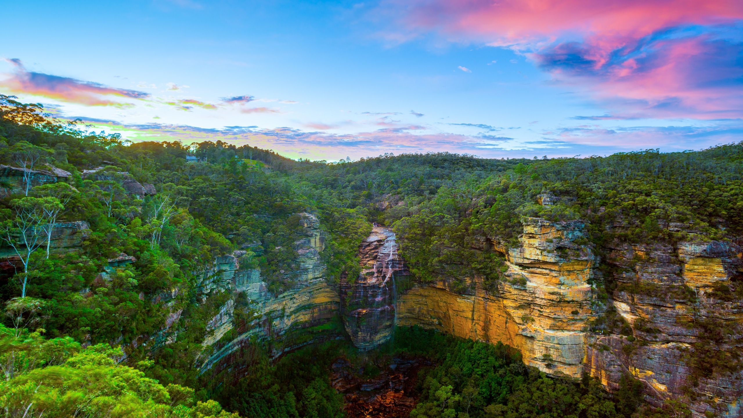 2560x1440 Wentworth Falls Wallpaper 4K, Blue mountains, Australia
