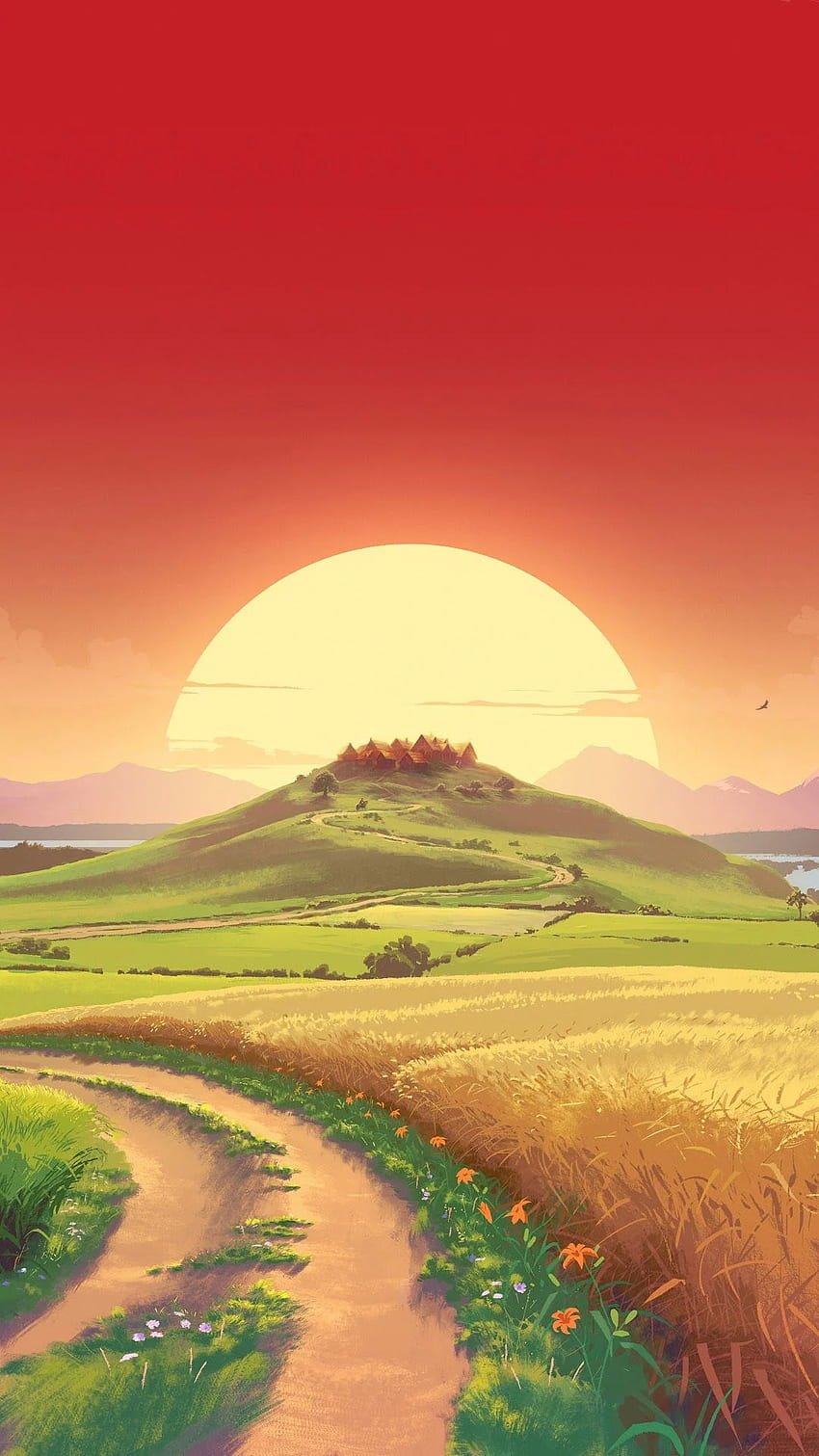 850x1511 Sunrise Landscape Art Scenery Nature, Portrait HD phone wallpaper
