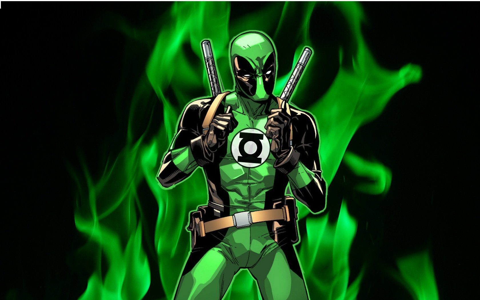 1680x1050 Green Lantern Meets Deadpool HD Wallpaper
