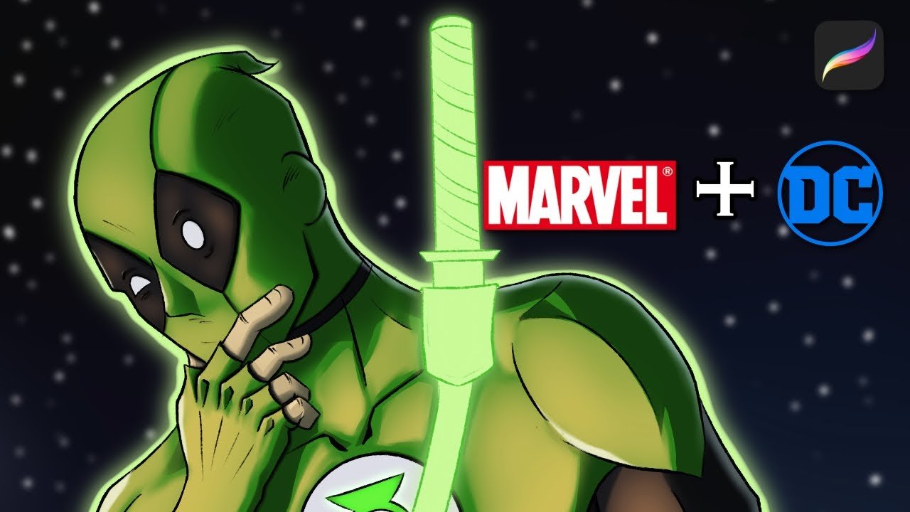 1280x720 Deadpool + Green Lantern. Greenpool. Character Design Mash Up