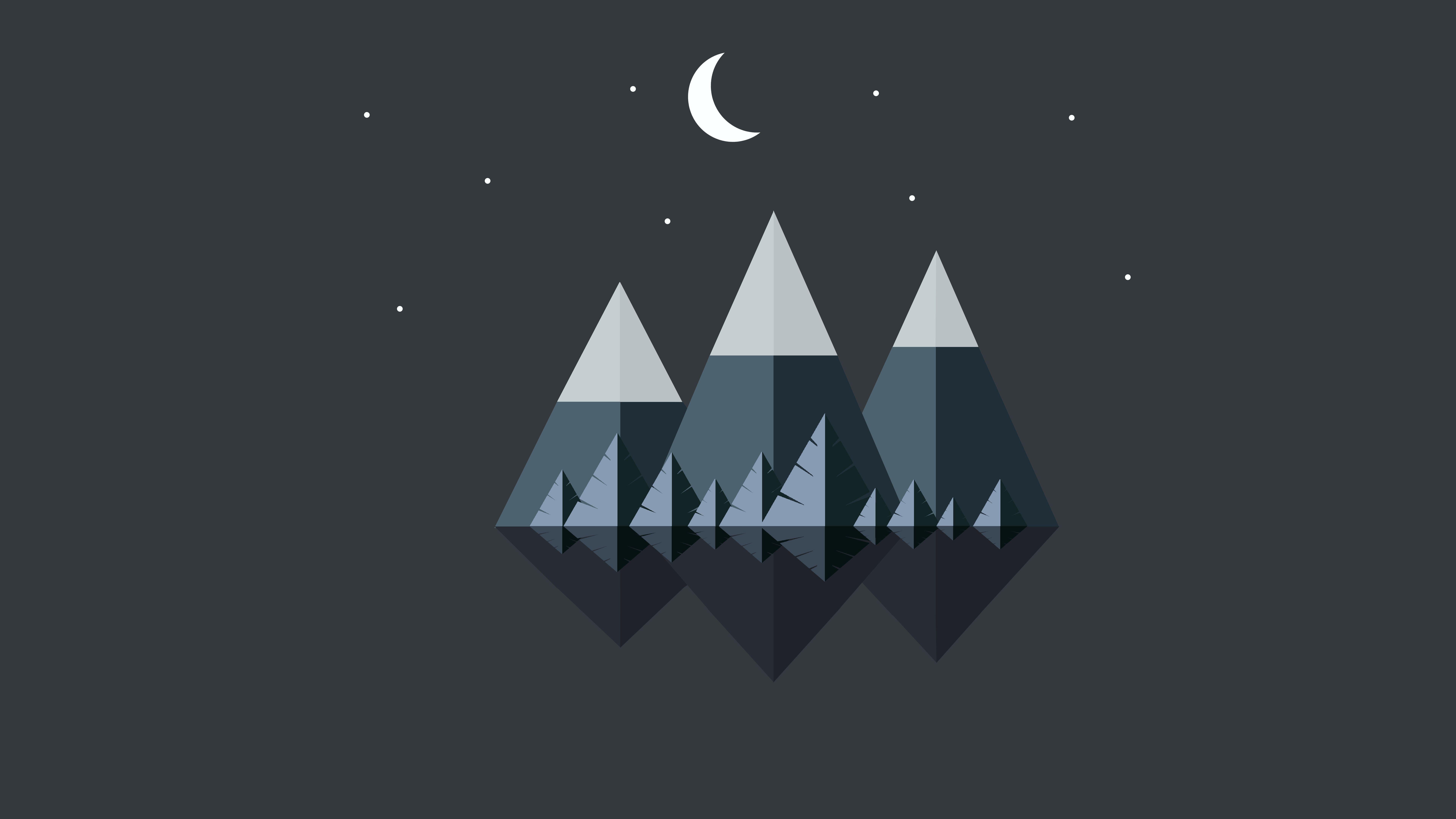 7680x4320 Minimal Mountains At Night Wallpaper, HD Artist 4K Wallpaper