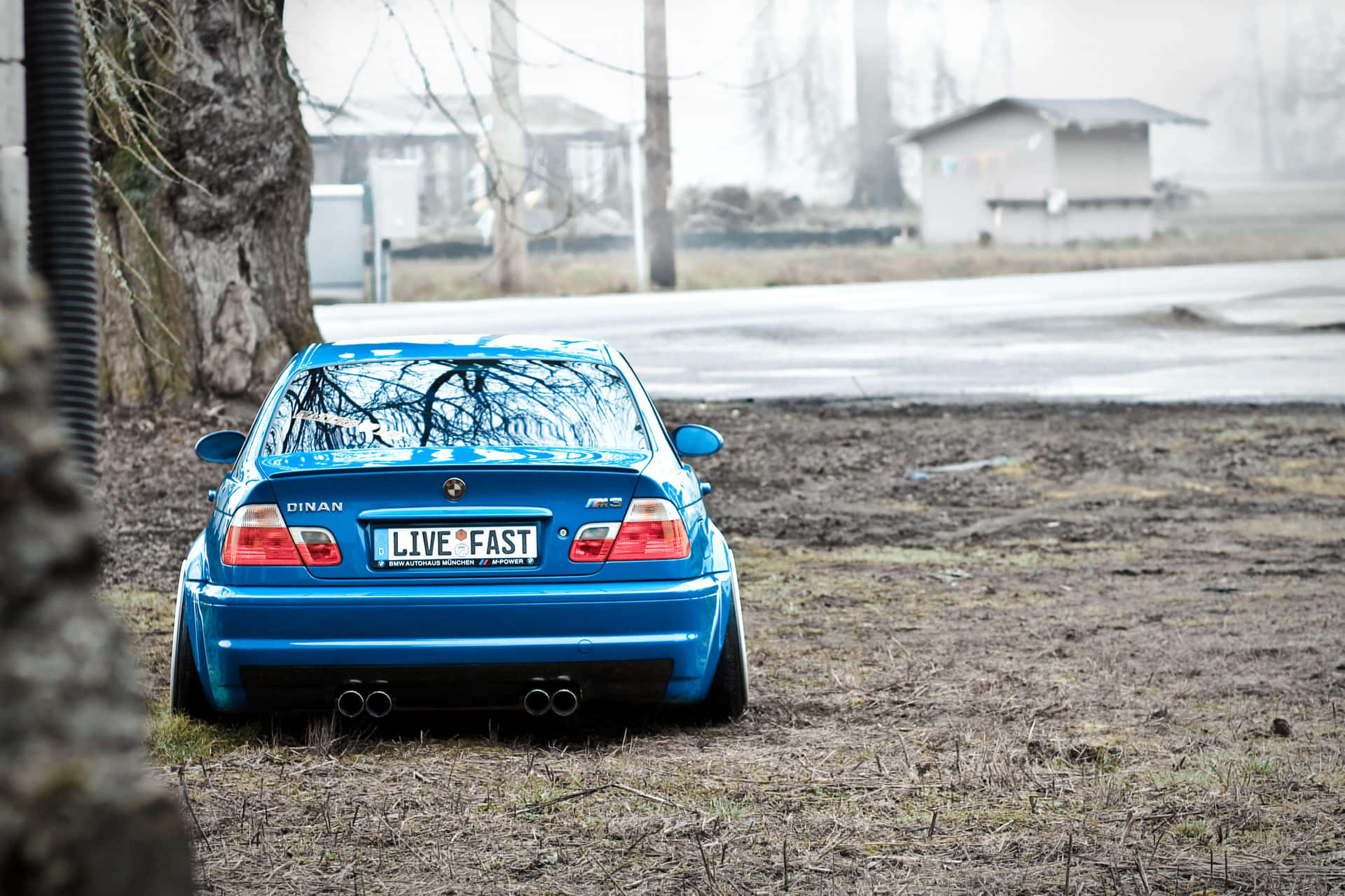 1920x1280 Download Blue B M W E46 M3 Rear View Dinan License Plate Wallpaper