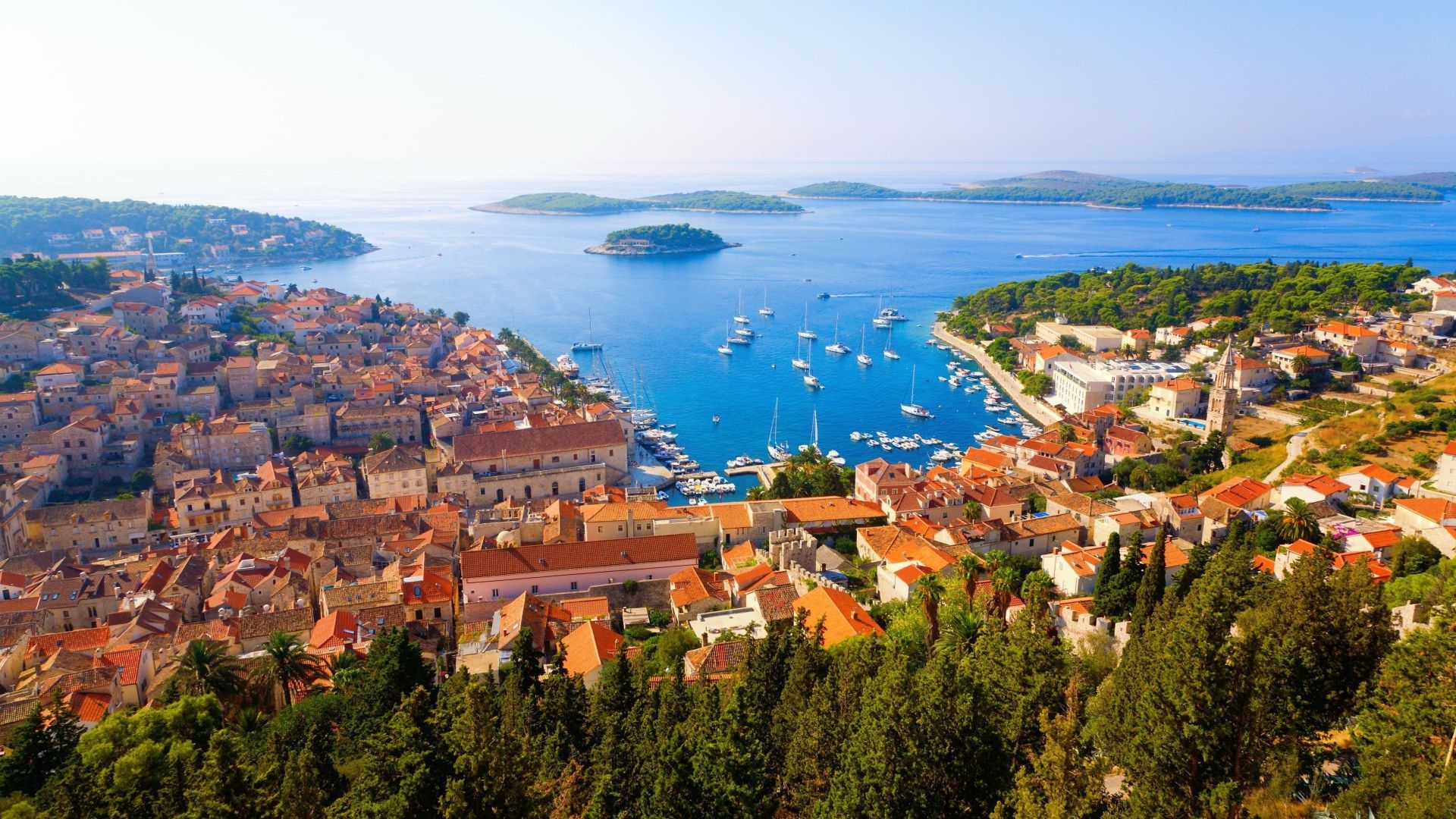 1920x1080 Wallpaper sea, the city, island, Croatia, Adriatica, Croatia, Gvar, Hvar for mobile and desktop, section город, resolution 1920x1080