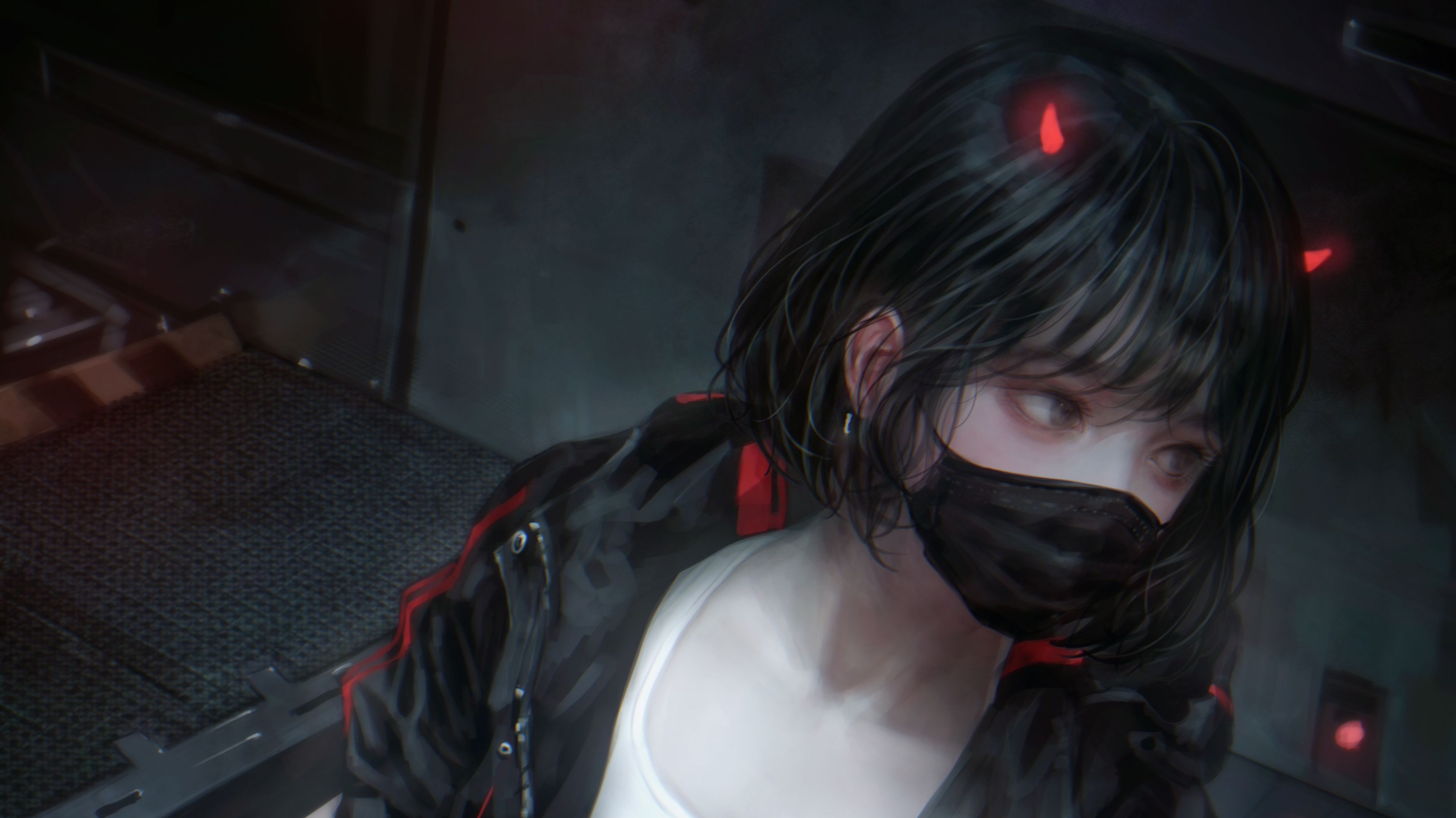 3543x1992 4k Dark Anime Girl Wallpaper
