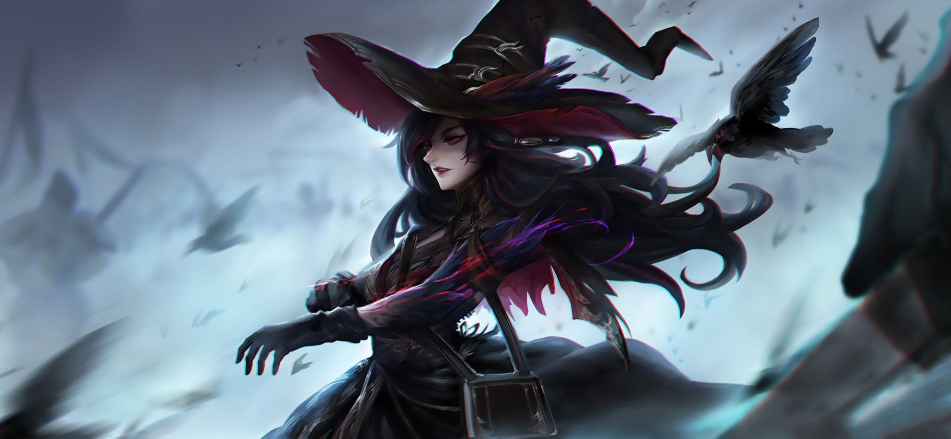 1920x887 Enchanted Witch HD Fantasy Wallpaper