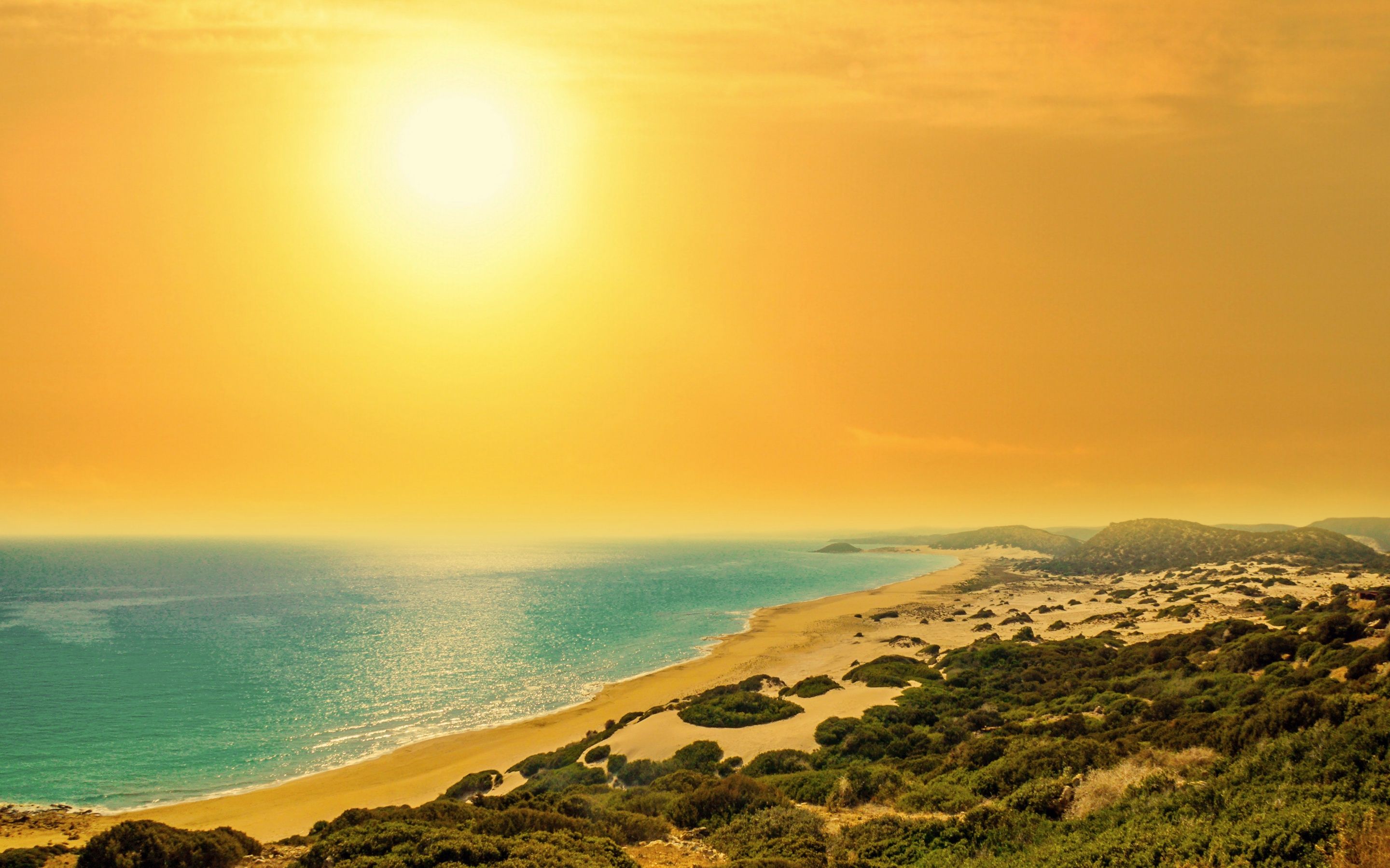 2880x1800 Golden Sand Beach Wallpaper 4K, North Cyprus, Coastal, Seascape