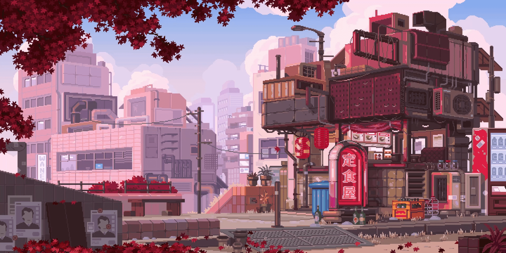 1920x960 Pixel City Art Wallpaper