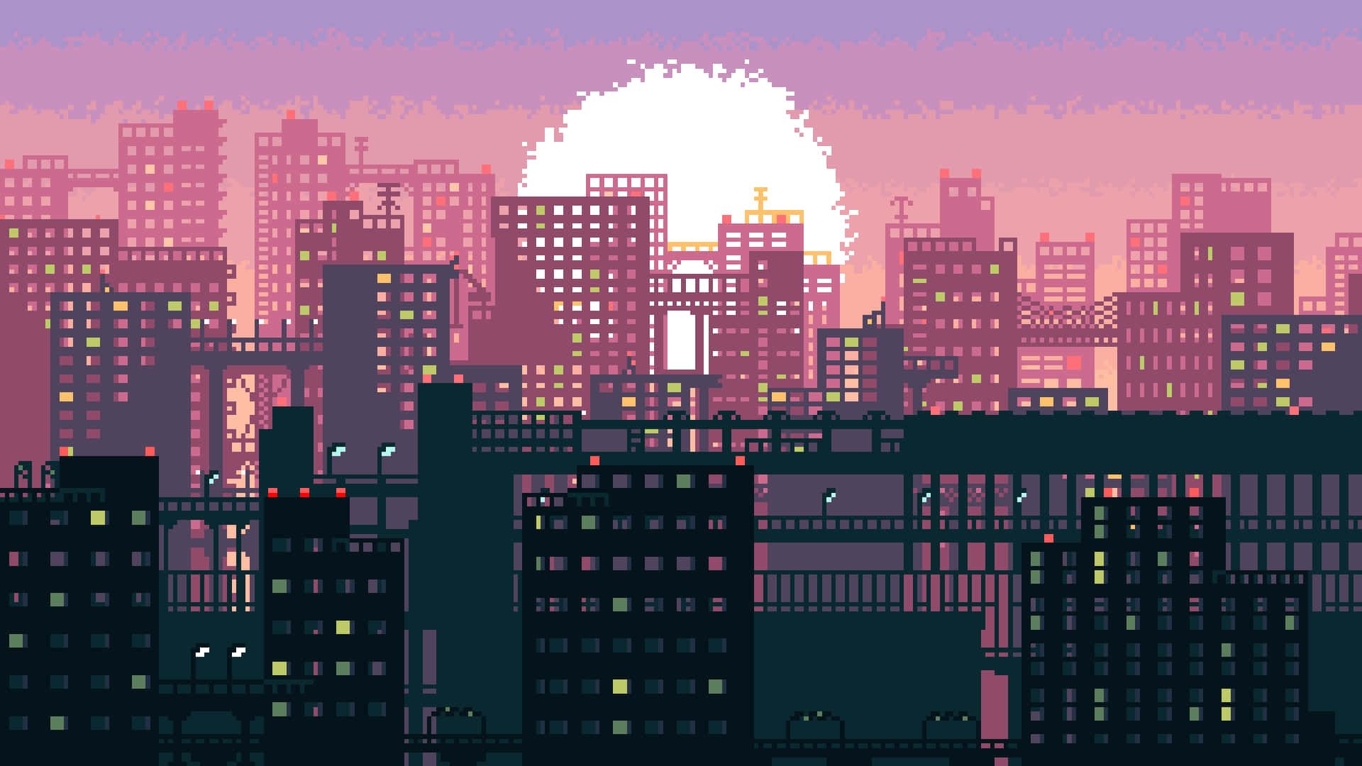 1920x1080 City Pixel Art Wallpaper