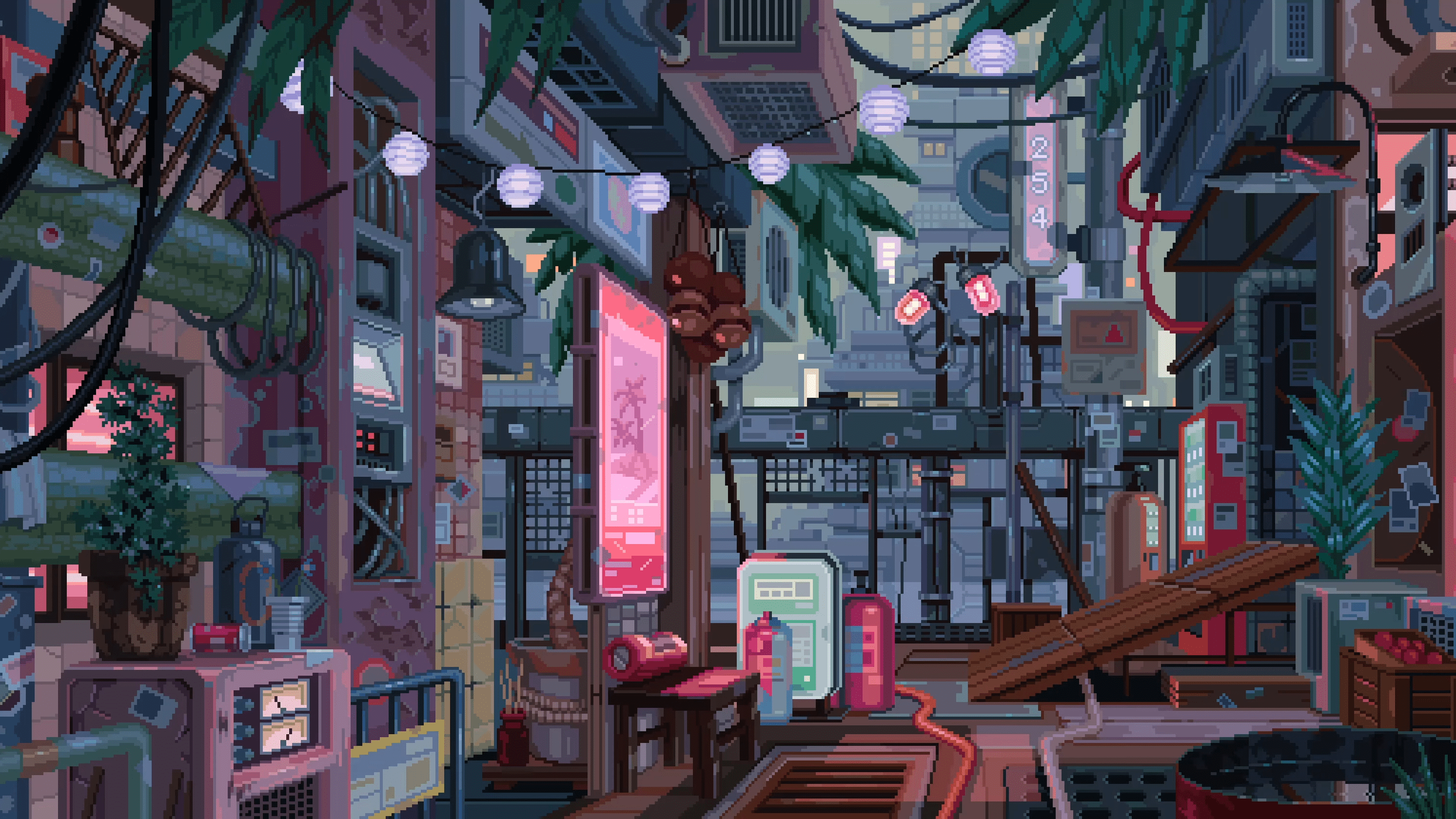 2986x1680 Pixel City Art Wallpaper