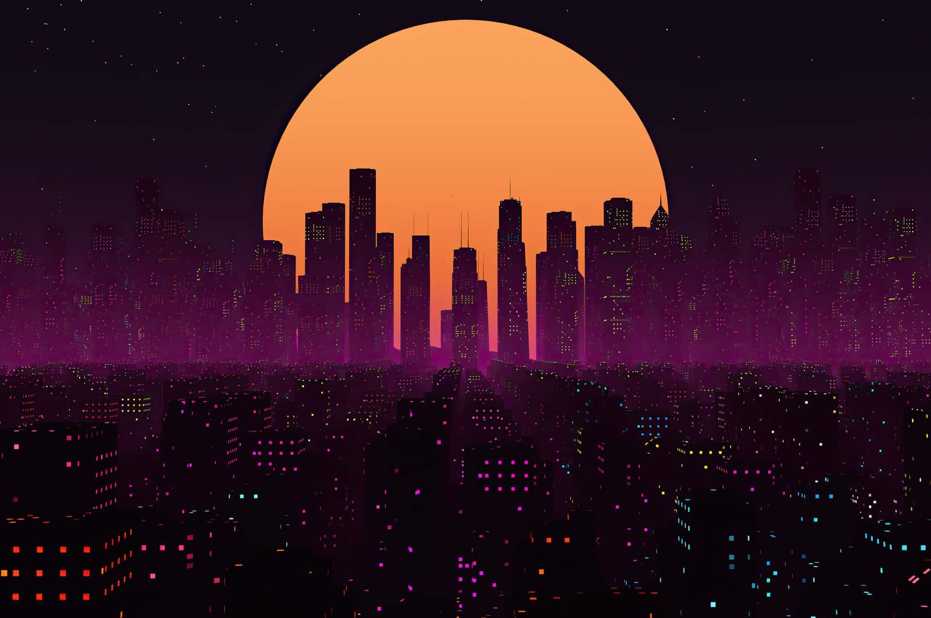 1920x1275 Download Colorful Cityscape in Pixel Art Wallpaper