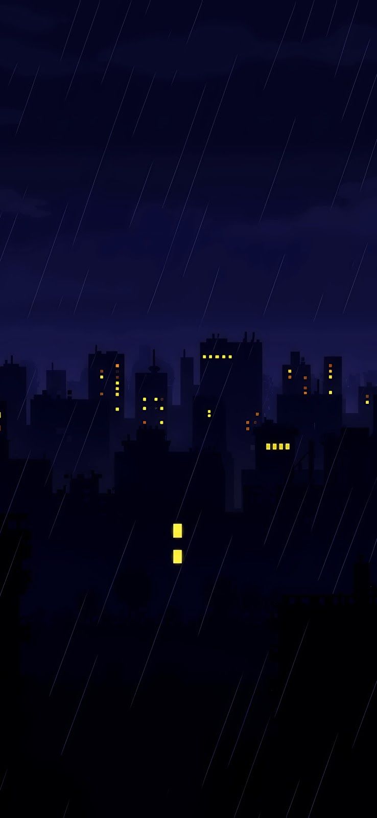 738x1600 4K Pixel Art Rainy City Night Wallpaper iPhone, Mobile, Phone