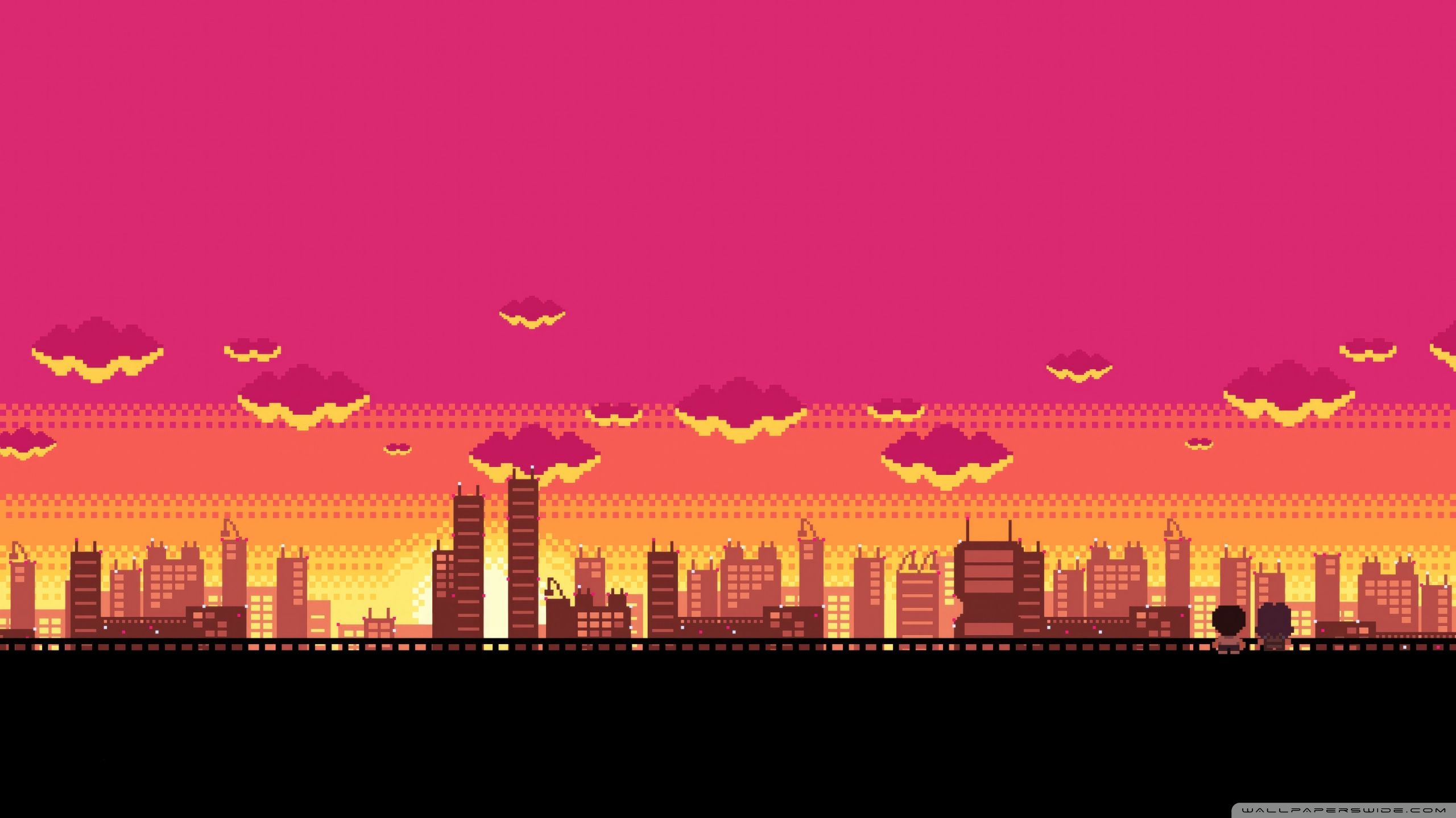 2560x1440 Pink City Pixel Art 4K UHD Wallpaper for UltraHD Desktop and TV : Widescreen and UltraWide Display : Dual Monitor : Smartphone and Tablet Devices