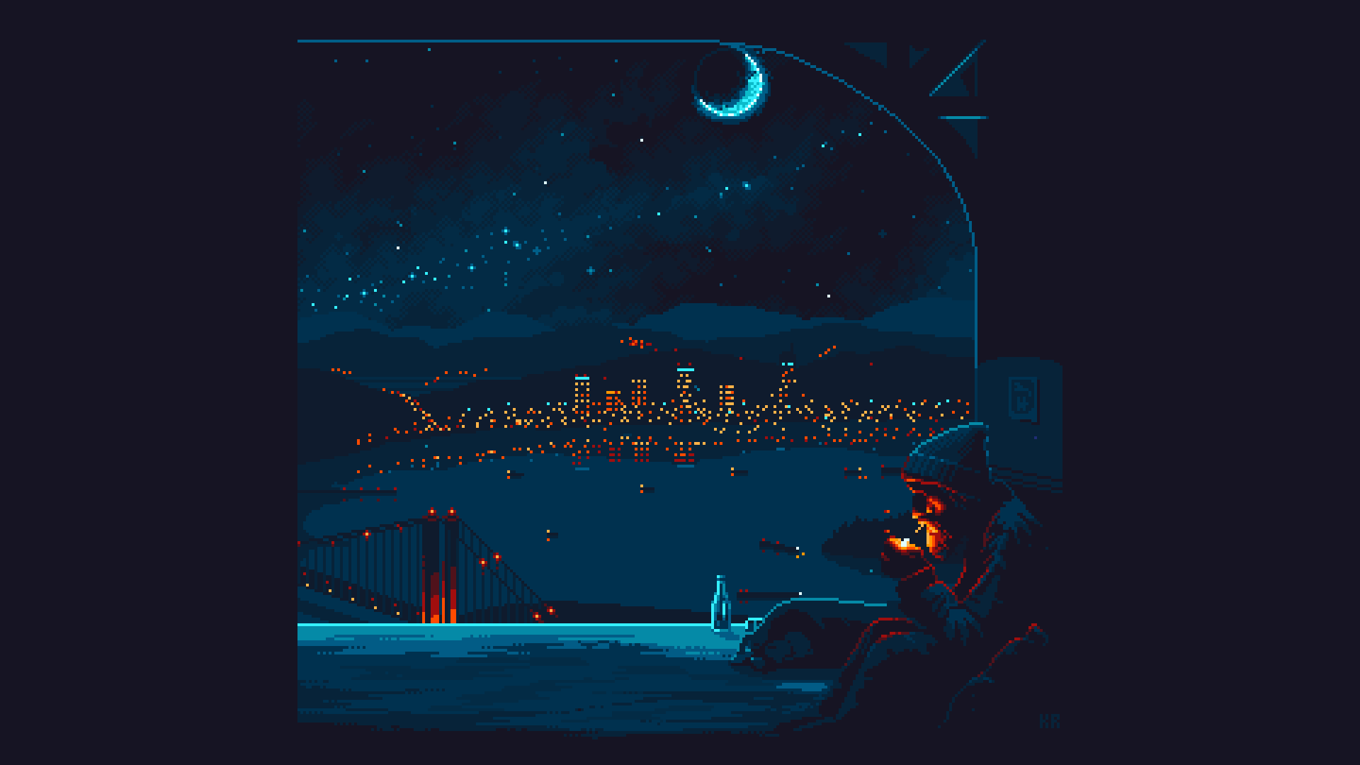 1920x1080 Warmth Bit Moody Pixel Art PC Wallpaper Rabbit Media's Ko Fi Shop