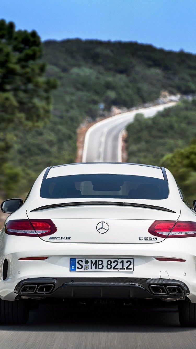 750x1334 Download 750x1334 Mercedes Amg C63 S Coupe, Back View, White