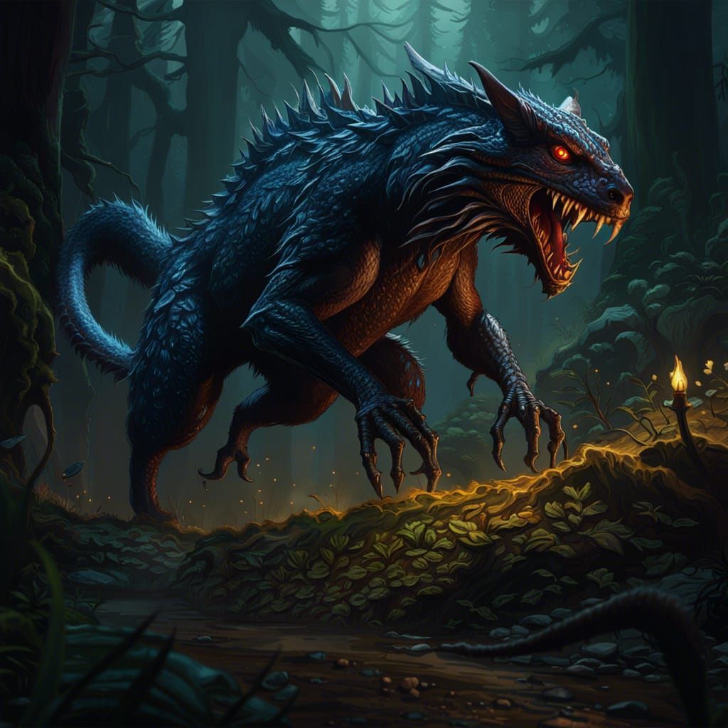 1024x1024 chupacabra Cryptid Portrait in Dark Fantasy Style