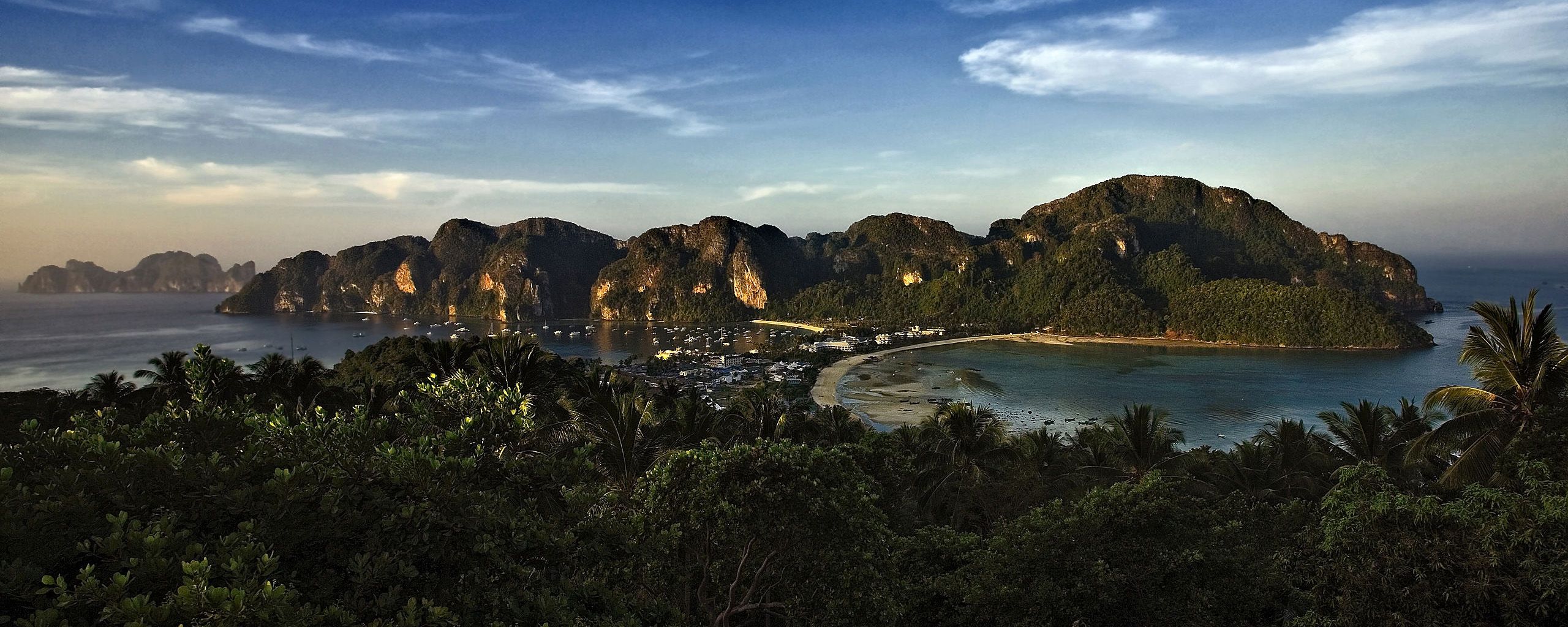 2560x1024 Download Thailand Phi Phi Island Man Made Town Wallpaper