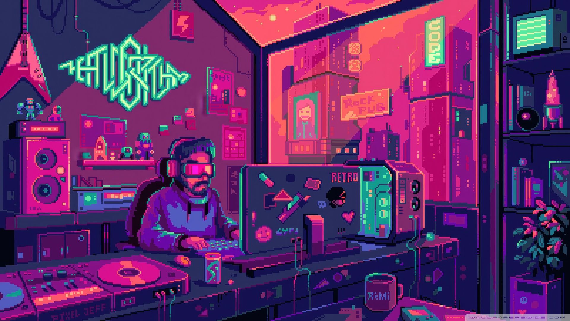 1920x1080 Retro Gaming Room 8 Bit Art 4K UHD Wallpaper for UltraHD Desktop and TV : Widescreen and UltraWide Display : Dual Monitor : Smartphone and Tablet Devices