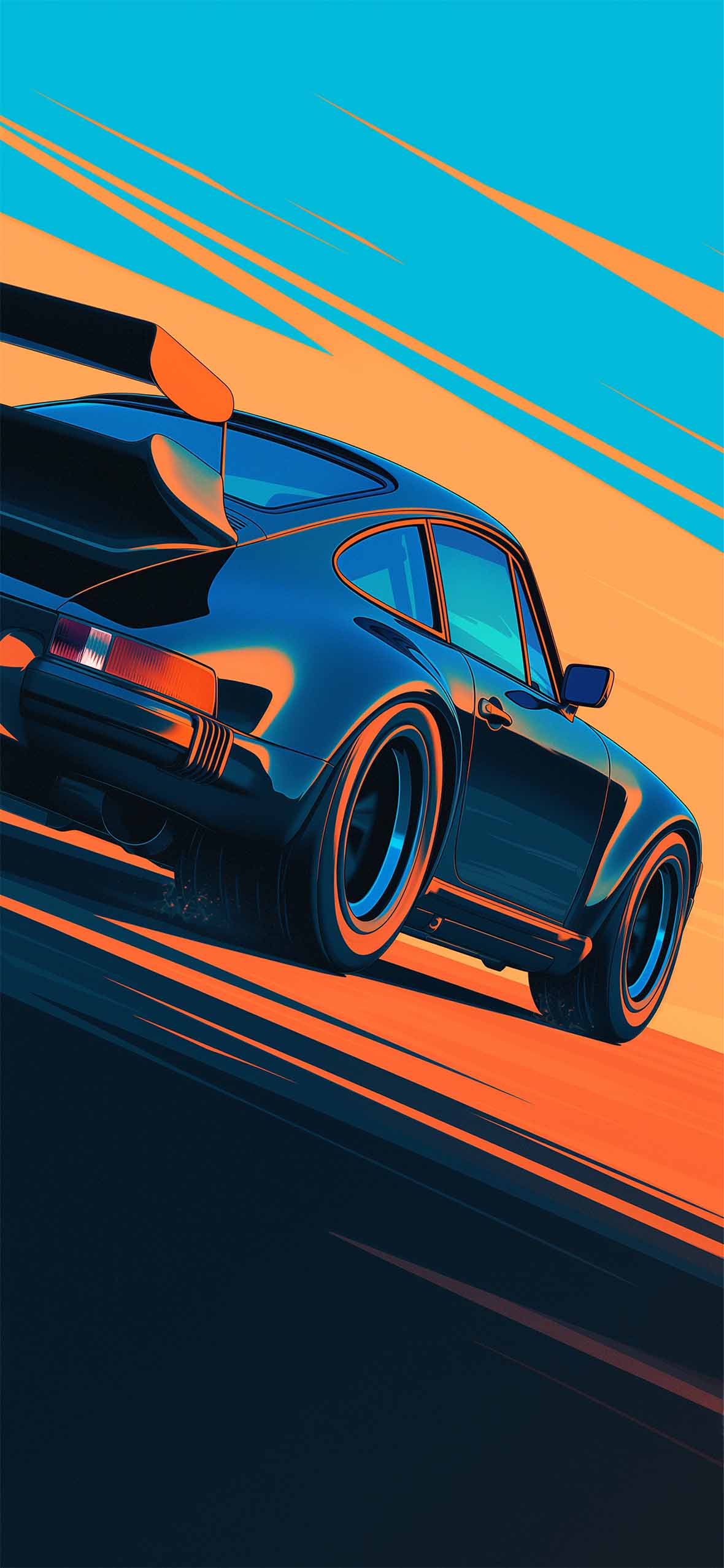 1180x2554 Porsche 911 Speeding Vaporwave Sunset Wallpaper