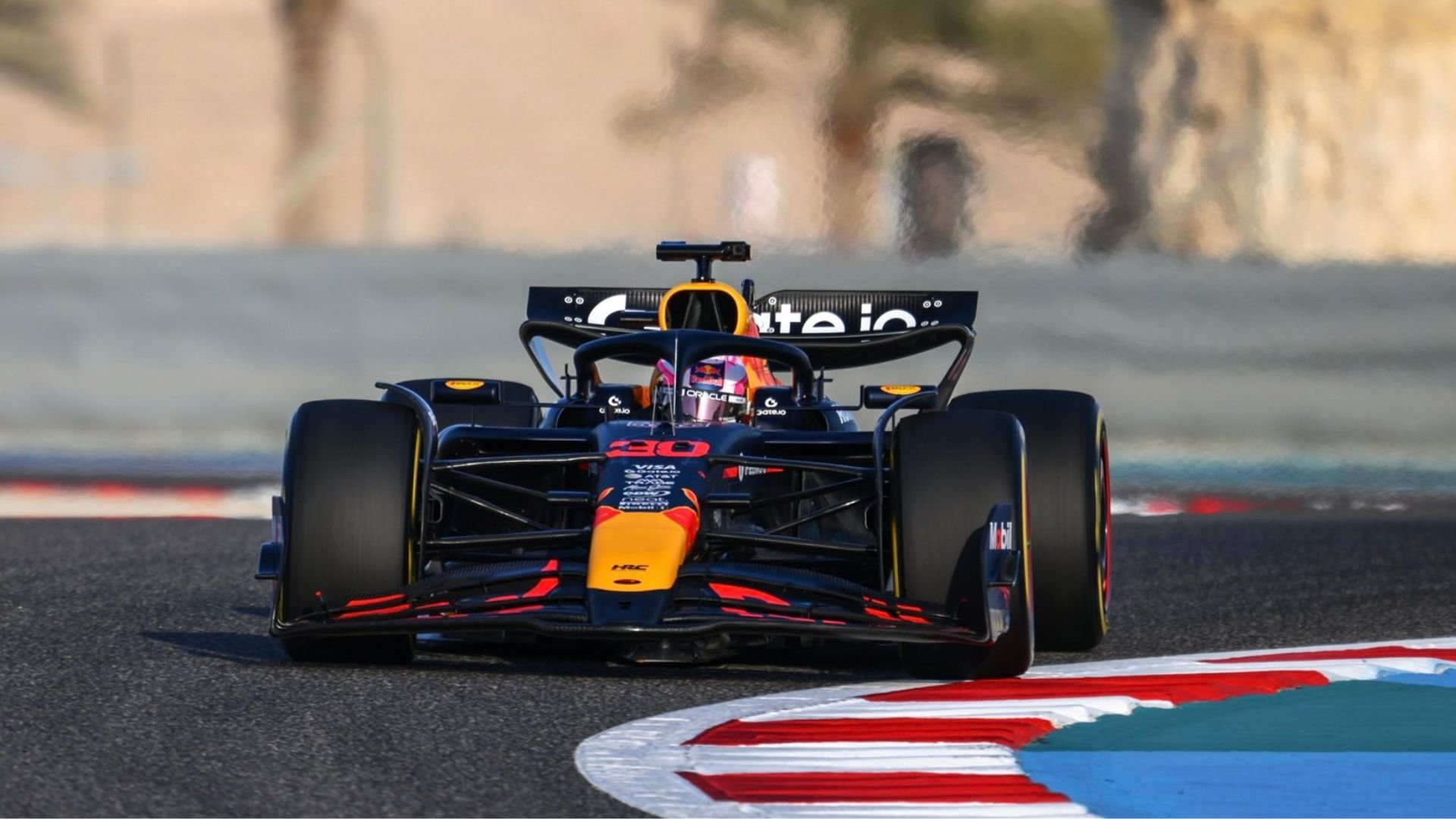 1920x1080 First picture: Red Bull's RB21 seen on track in Bahrain