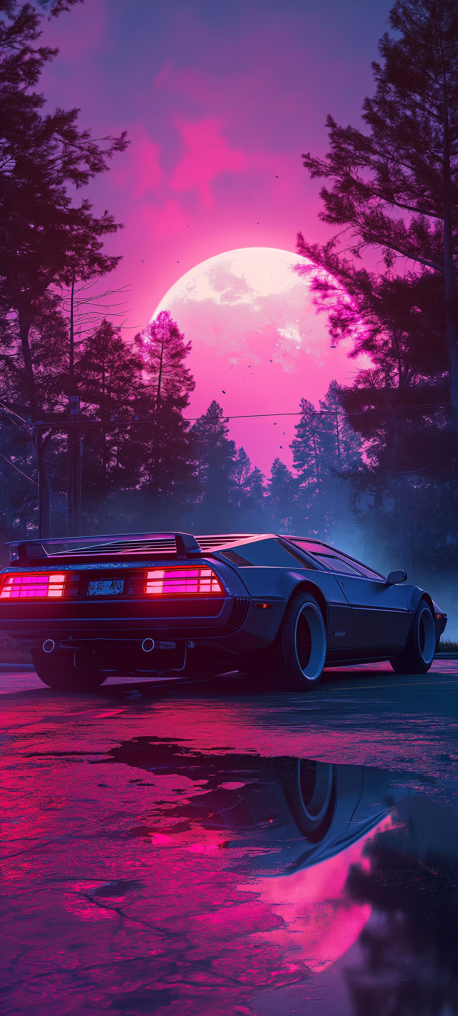 1472x3264 Vaporwave Aesthetic Car Wallpaper Futuristic Background