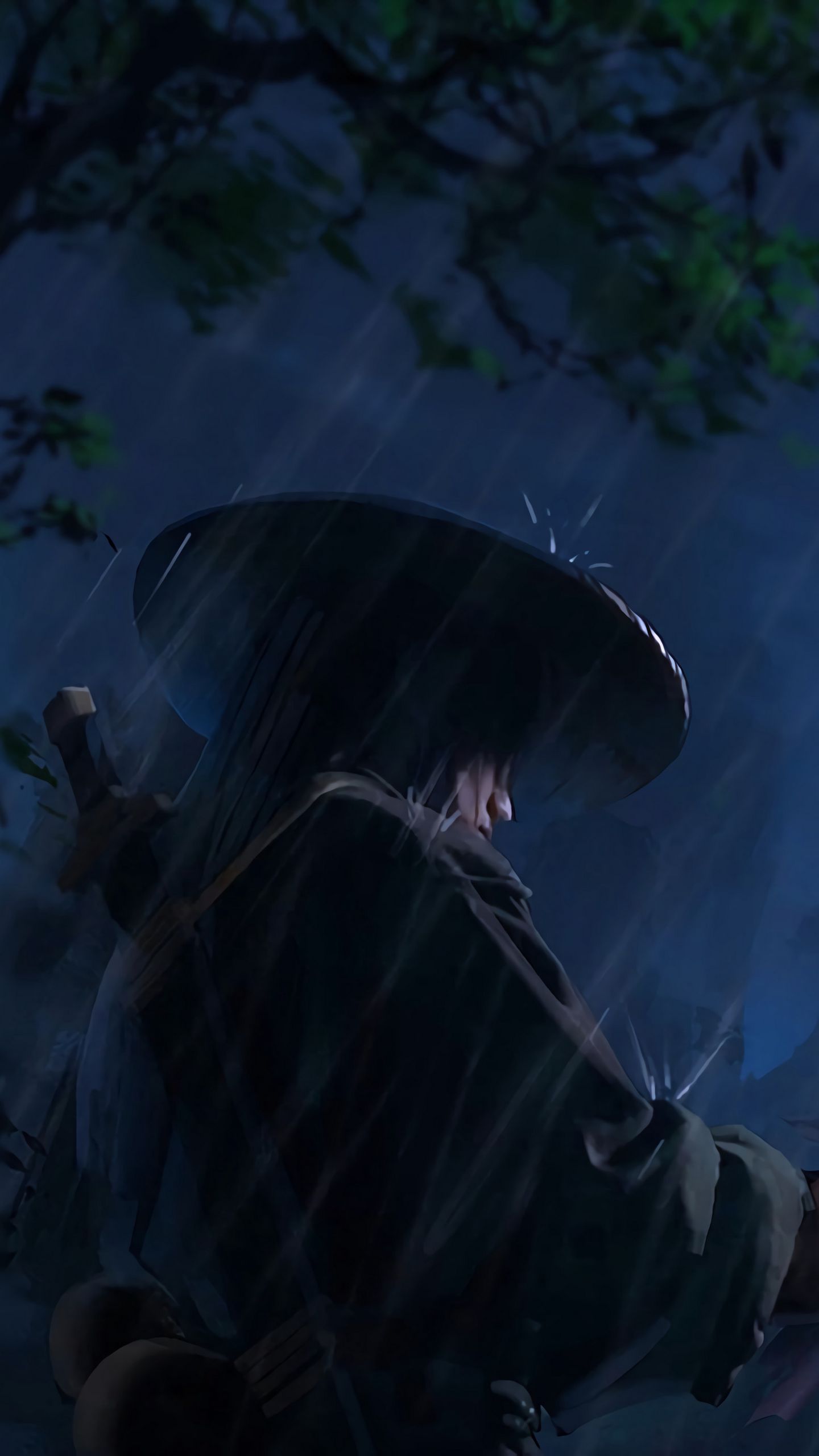 1440x2560 Download wallpaper 1440x2560 samurai, warrior, katana, rain, art, dark qhd samsung galaxy s s edge, note, lg g4 HD background