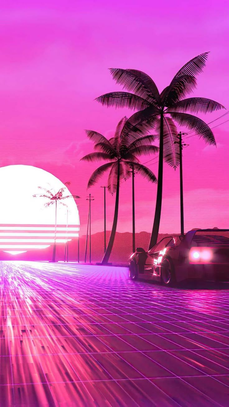 736x1308 Aesthetic Synthwave Wallpaper