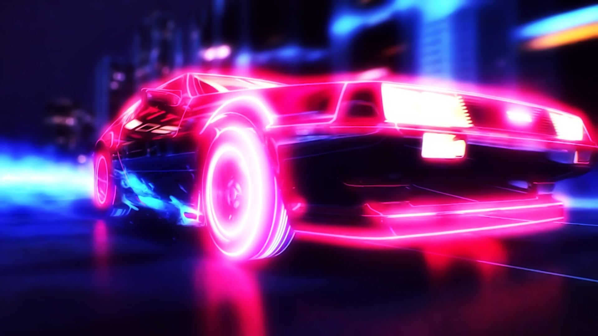 1920x1080 Wallpaper car, Neon, Synthwave for mobile and desktop, section музыка, resolution 1920x1080