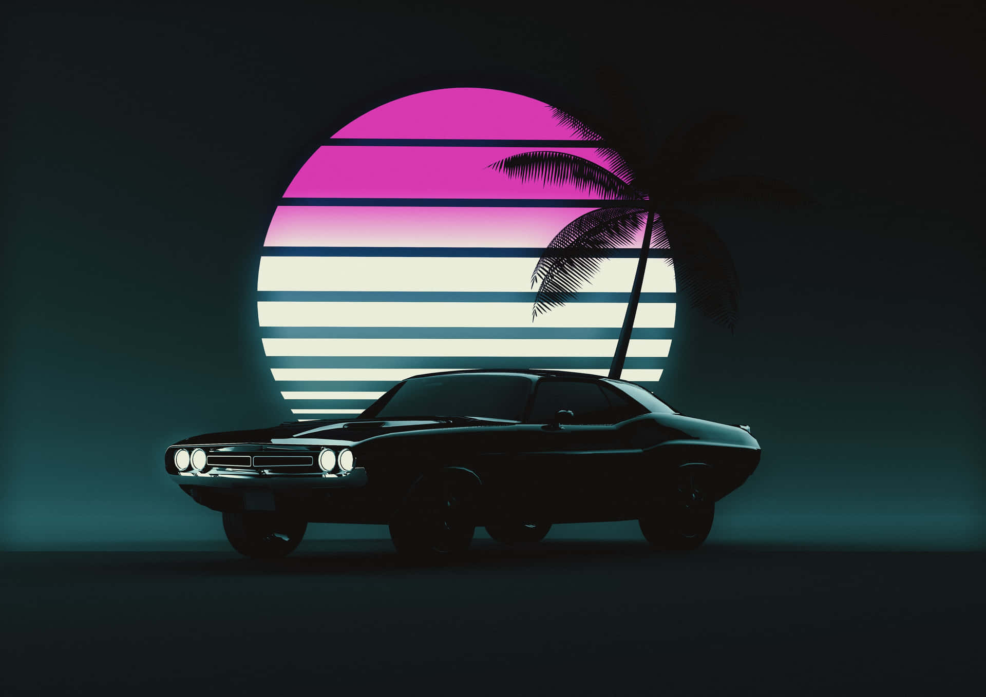 1920x1358 Download Retro Synthwave Car Silhouette Wallpaper