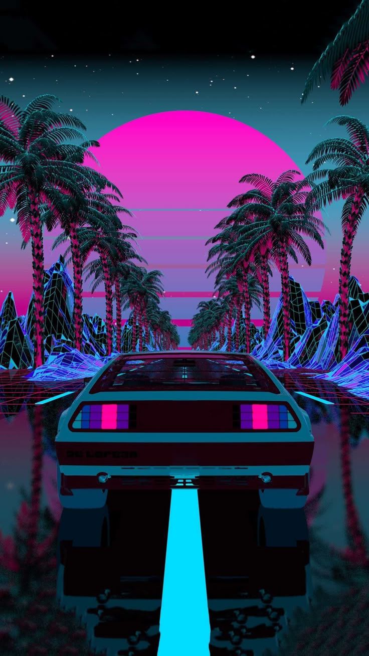 736x1308 Synthwave Wallpaper