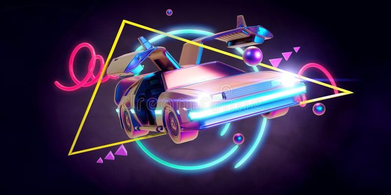 800x400 Synthwave Car Stock Illustrations