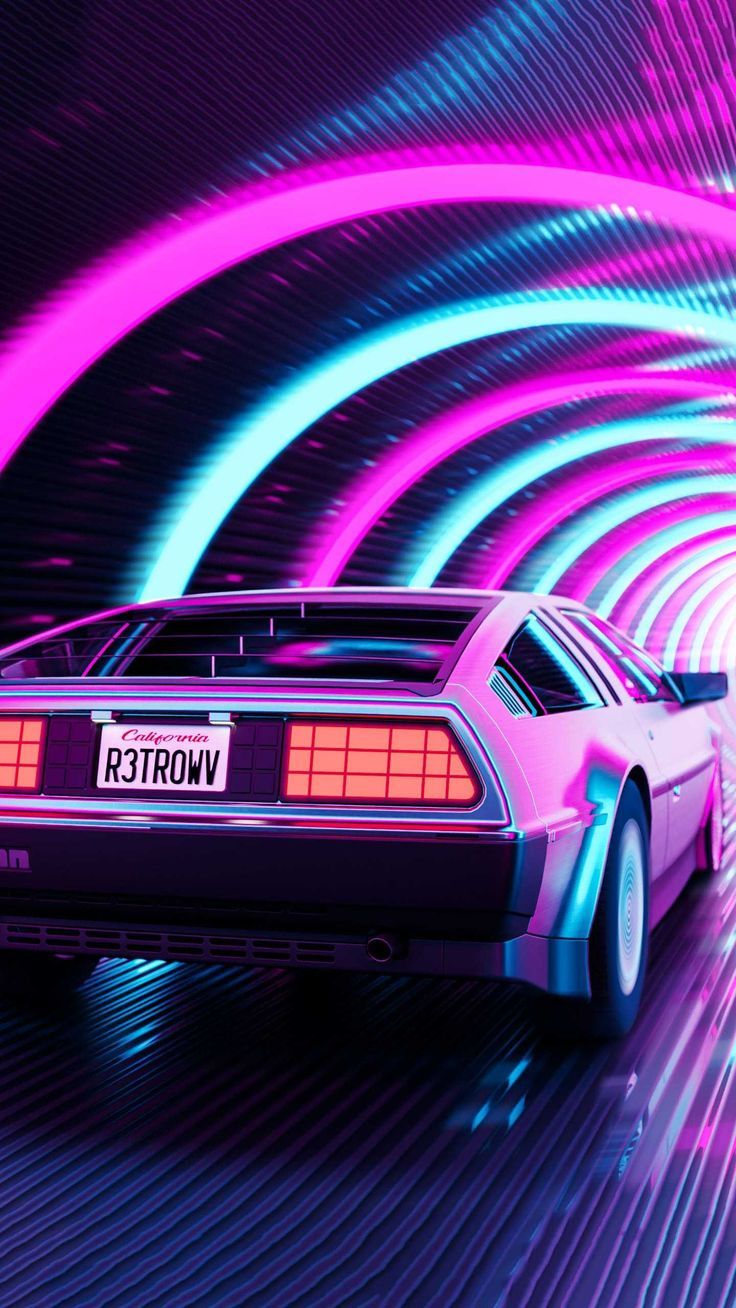 736x1308 Synthwave Car Wallpaper