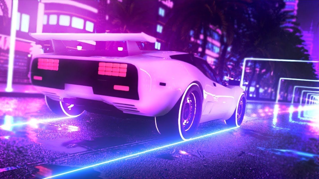 1280x720 Synthwave Neon City Car Animation 4K Screensaver 1 Hour