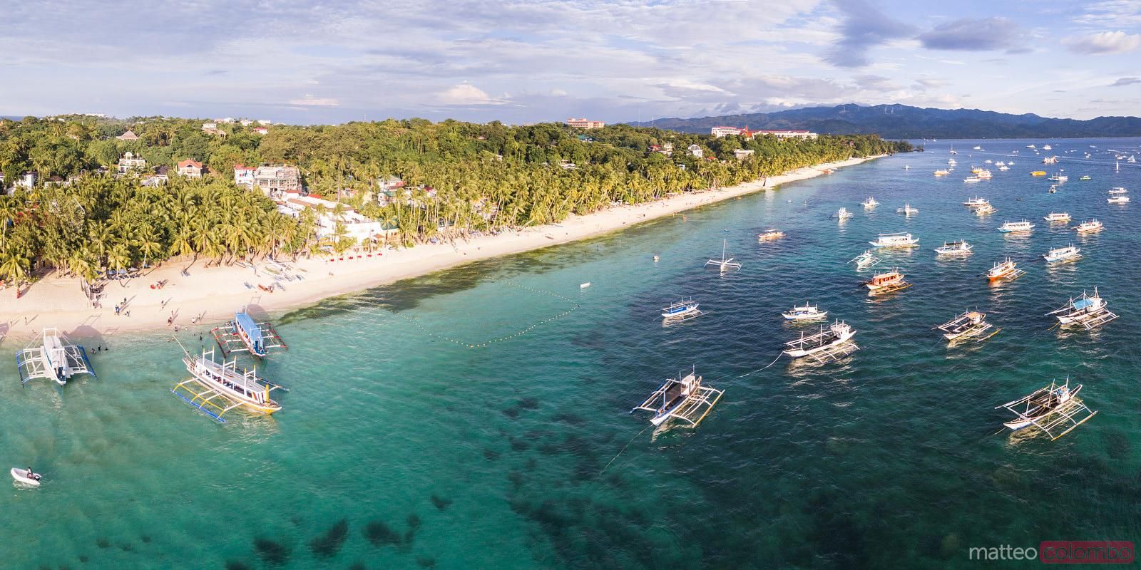 1600x800 White beach aerial, Boracay island, Philippines. Royalty Free Image