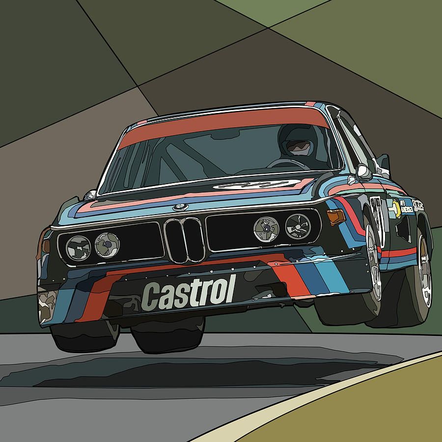 900x900 BMW e9 CSL Race Car Digital Art