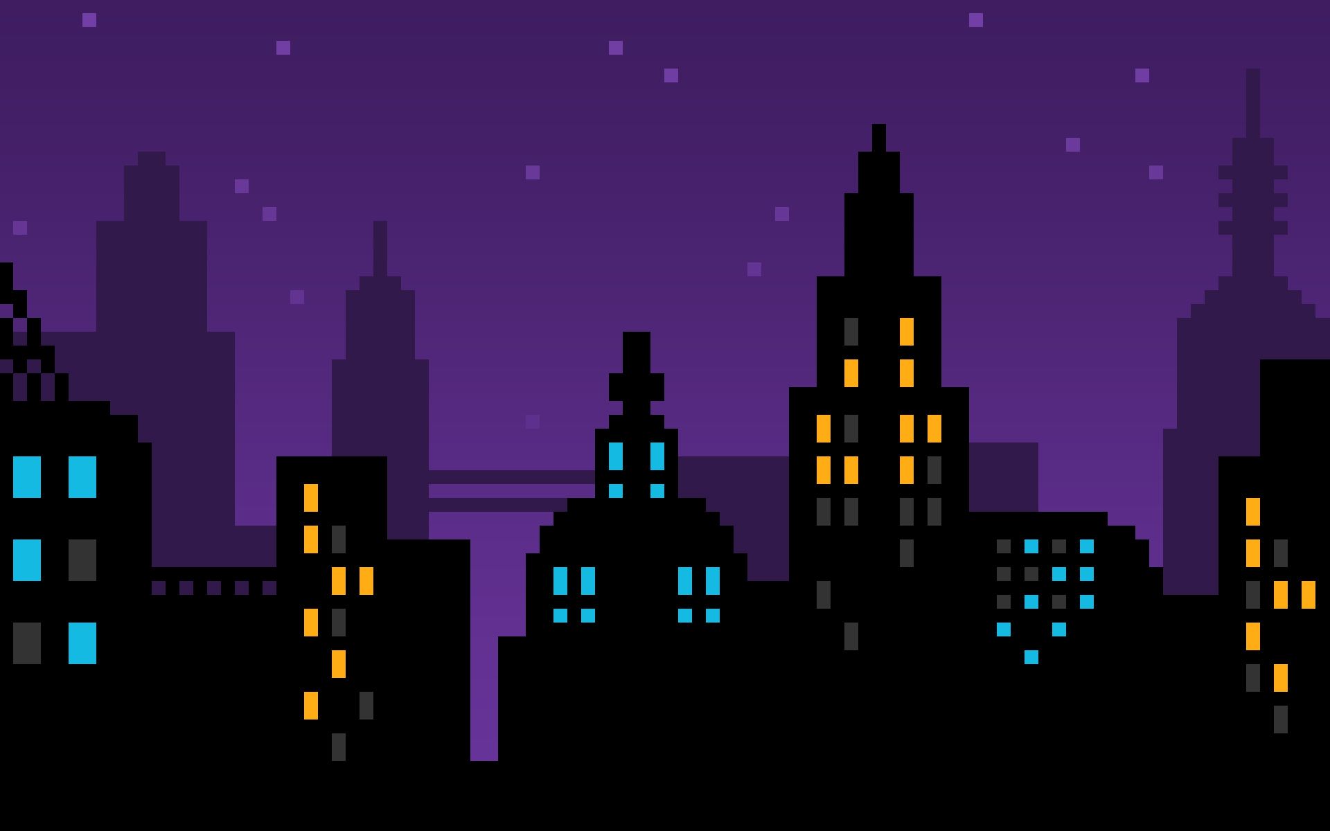 1920x1200 Pixel City Nights: Artistic HD Skyline in Retro Style
