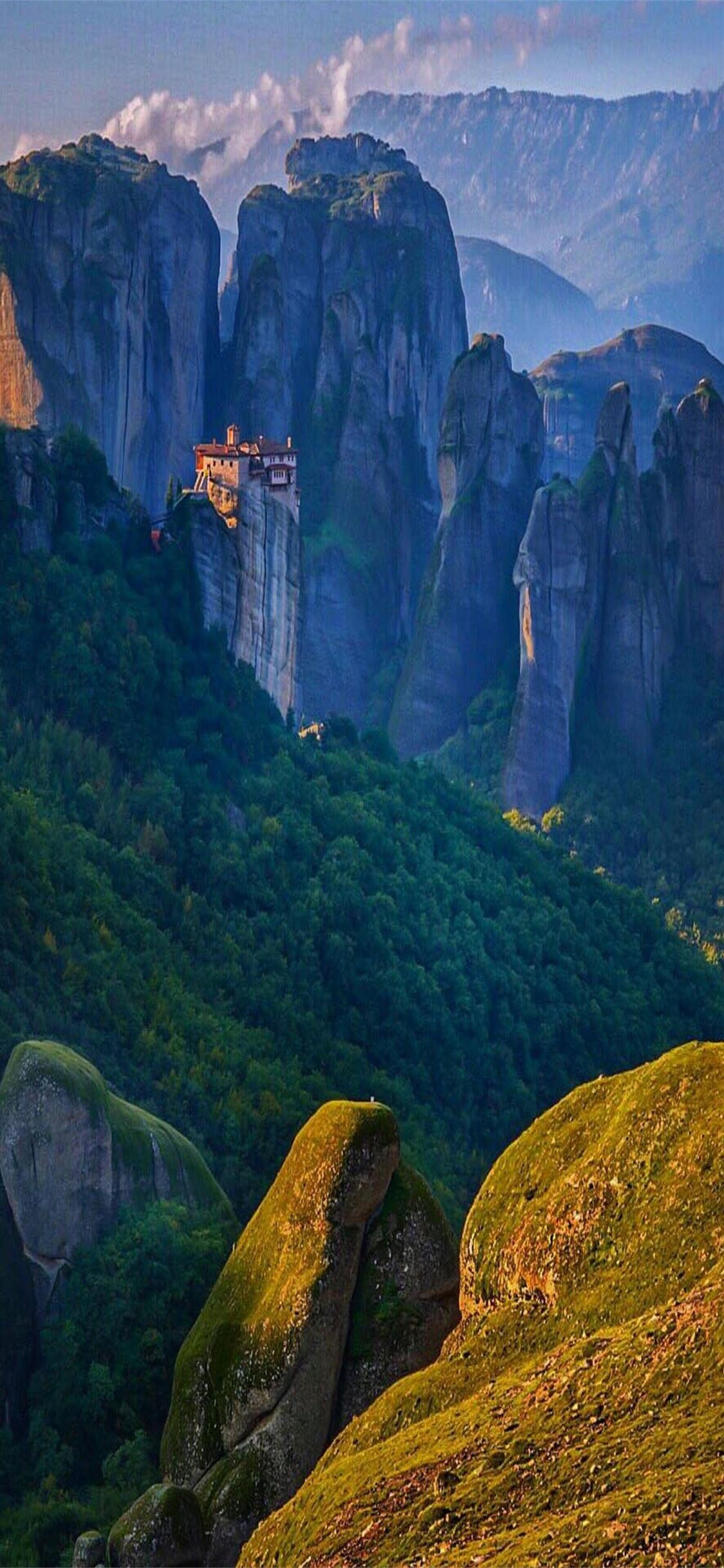 1125x2436 Meteora Monasteries iPhone X Wallpaper Free Download