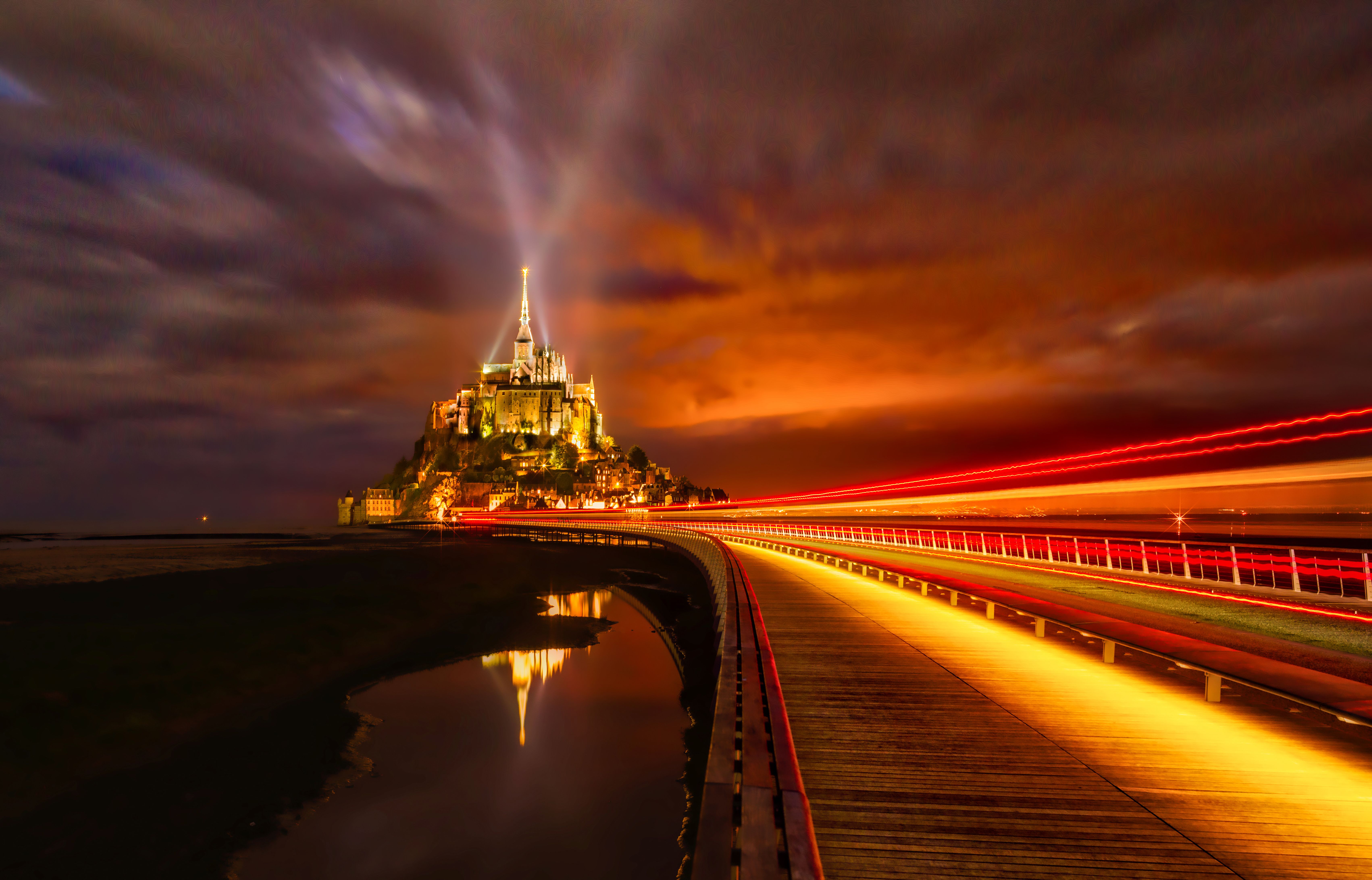 6807x4365 Mont Saint Michel Wallpaper 4K, France, Cathedral, Monastery
