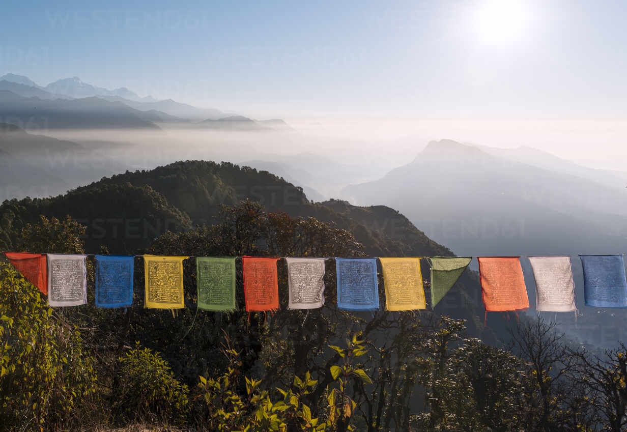 1232x849 Colorful prayer flags in front of a vast mountain landscape at the foot of the Annapurna Circuit in the Himalayas, Australian Camp, Nepal, Asia