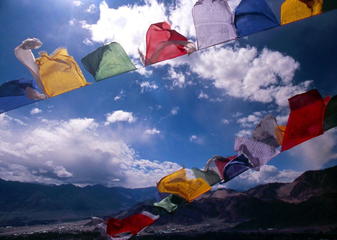 1080x771 Tibetan Prayer Flags II Print in 8x10 Mat, Ladakh Photography, Fine Art Photograph, Buddhist Wall Art, Meditation Art, Yoga