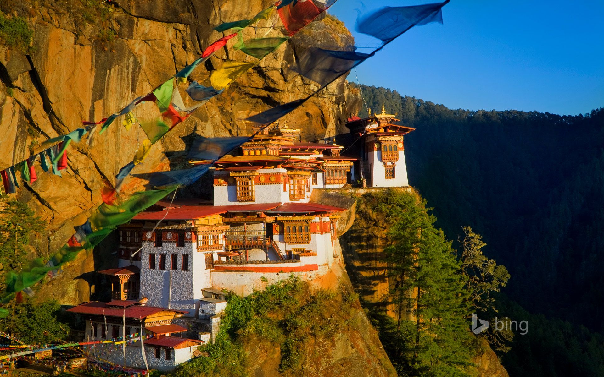 1920x1200 Paro Taktsang, a Buddhist monastery above the Paro Valley in Bhutan Wallpaper