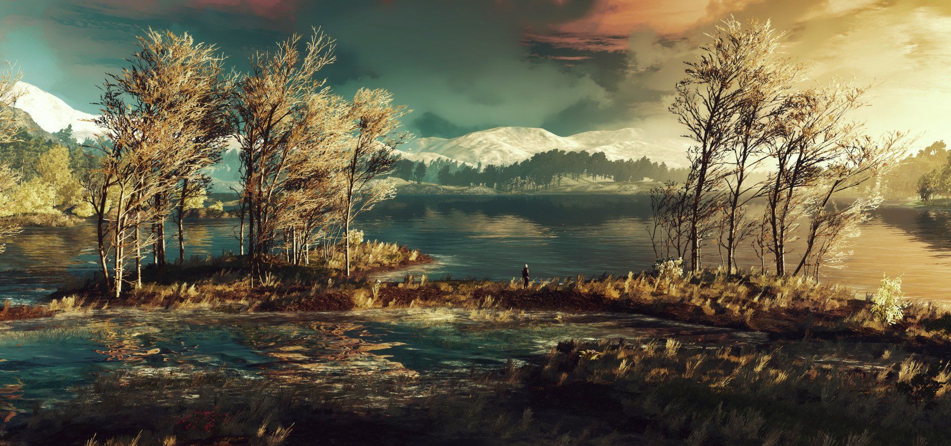 1920x900 The Witcher 3: Serene Landscape HD Wallpaper by de:mox1800